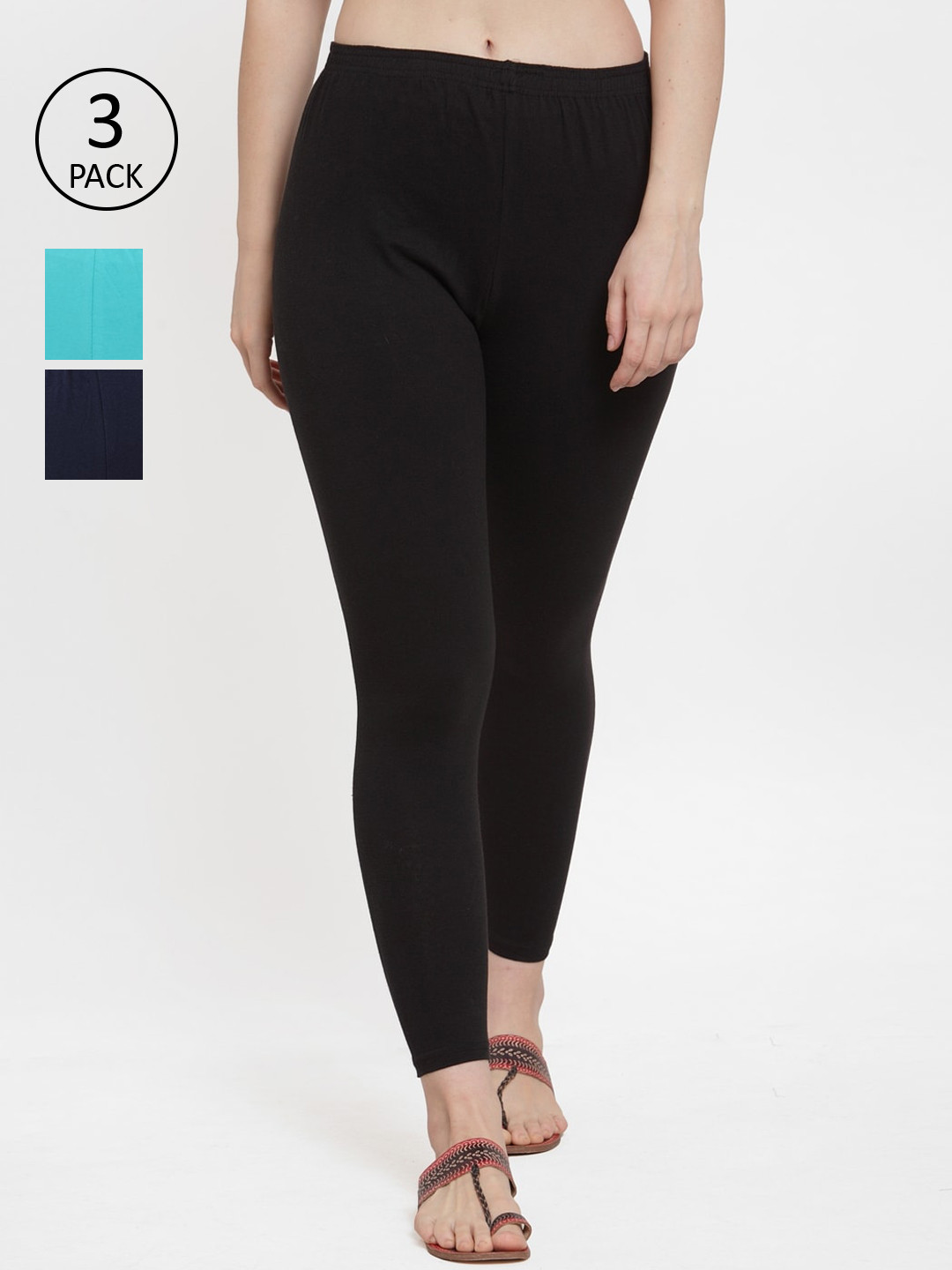 

GRACIT Women Pack Of 3 Solid Leggings, Multi