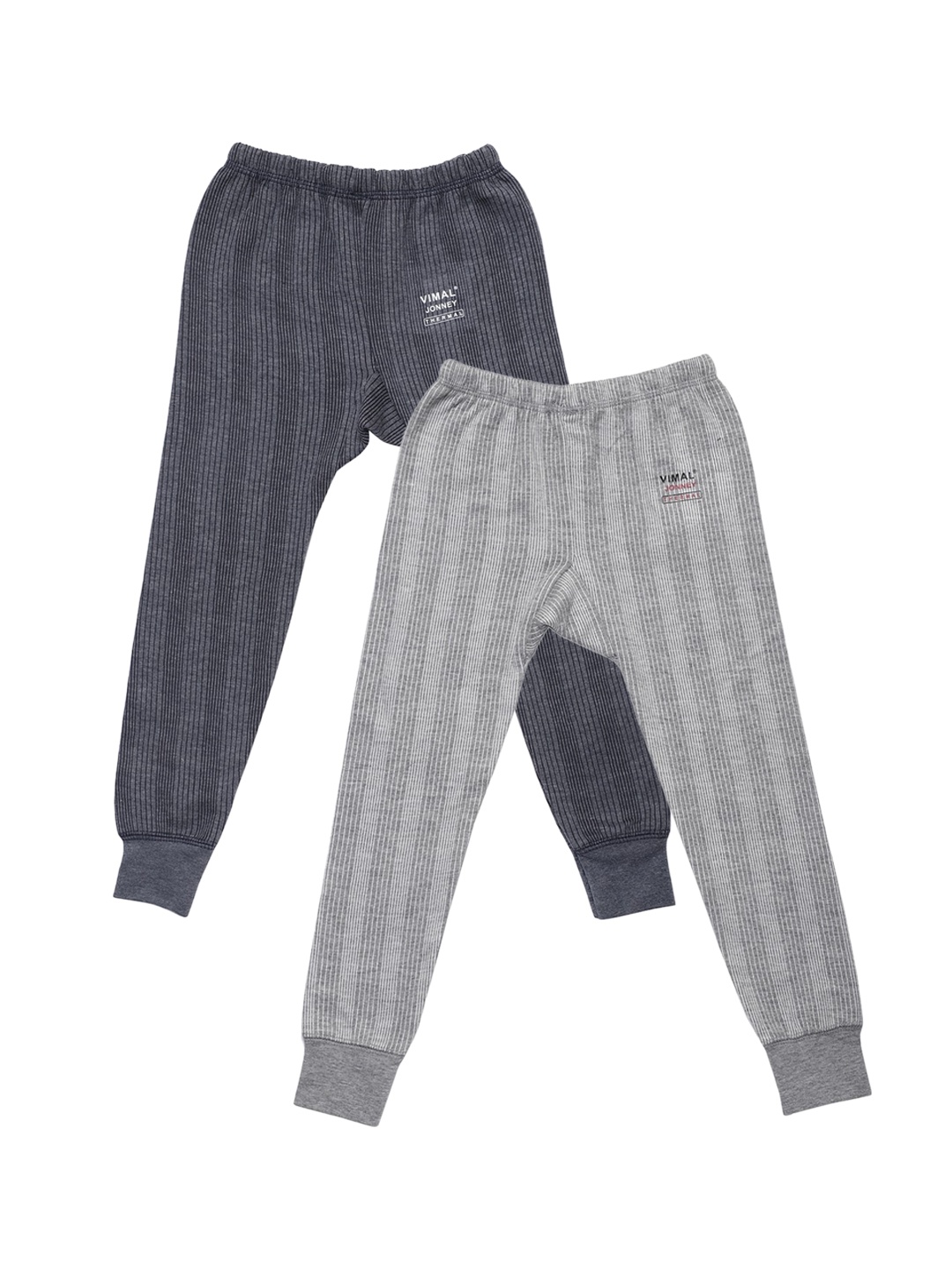 

VIMAL JONNEY Kids Pack of 2 Striped Thermal Bottoms, Grey