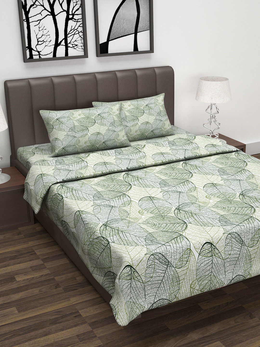 

Divine Casa Green Floral Printed Bedding Set