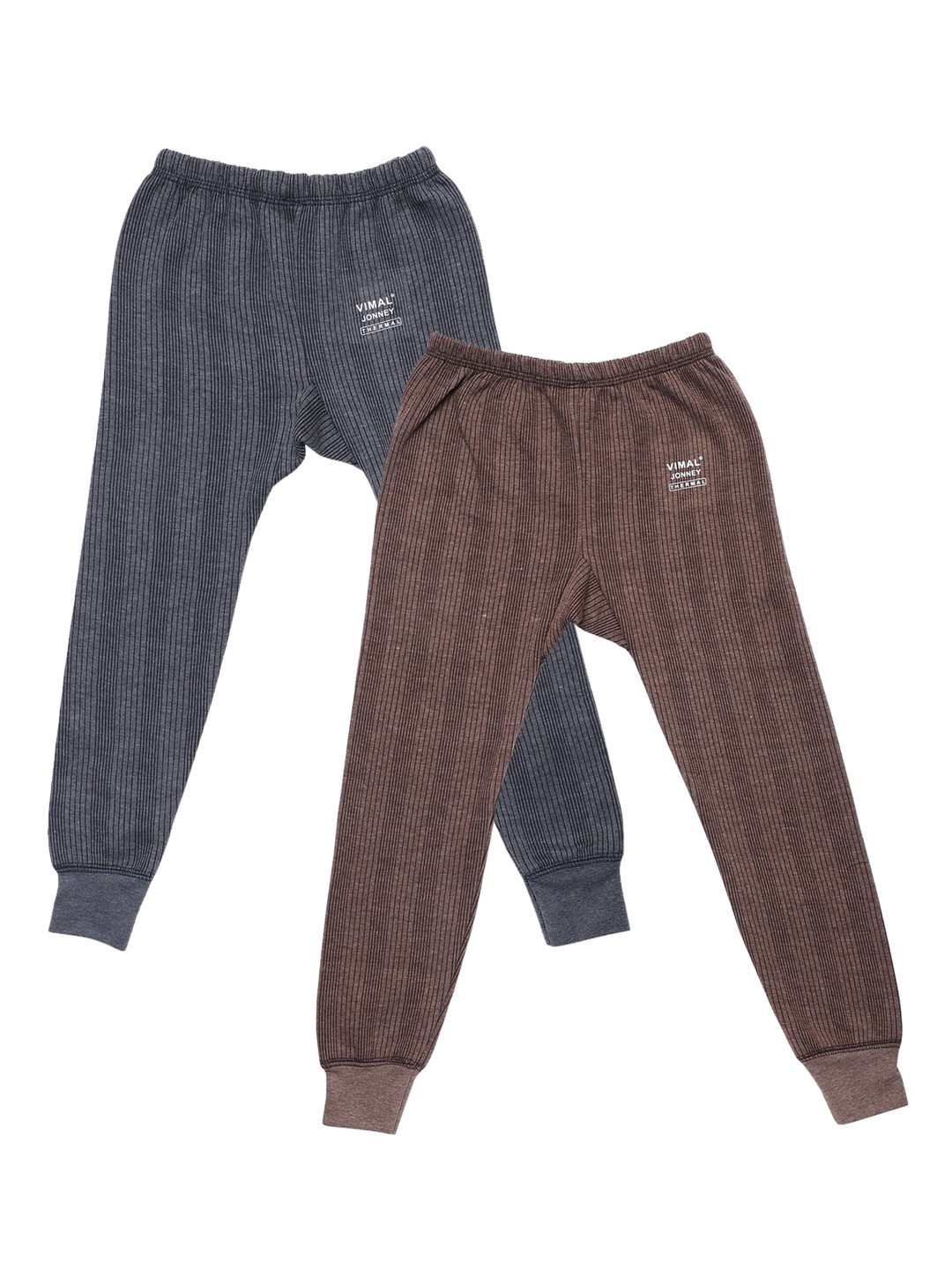 

VIMAL JONNEY Kids Pack of 2 Striped Thermal Joggers, Brown