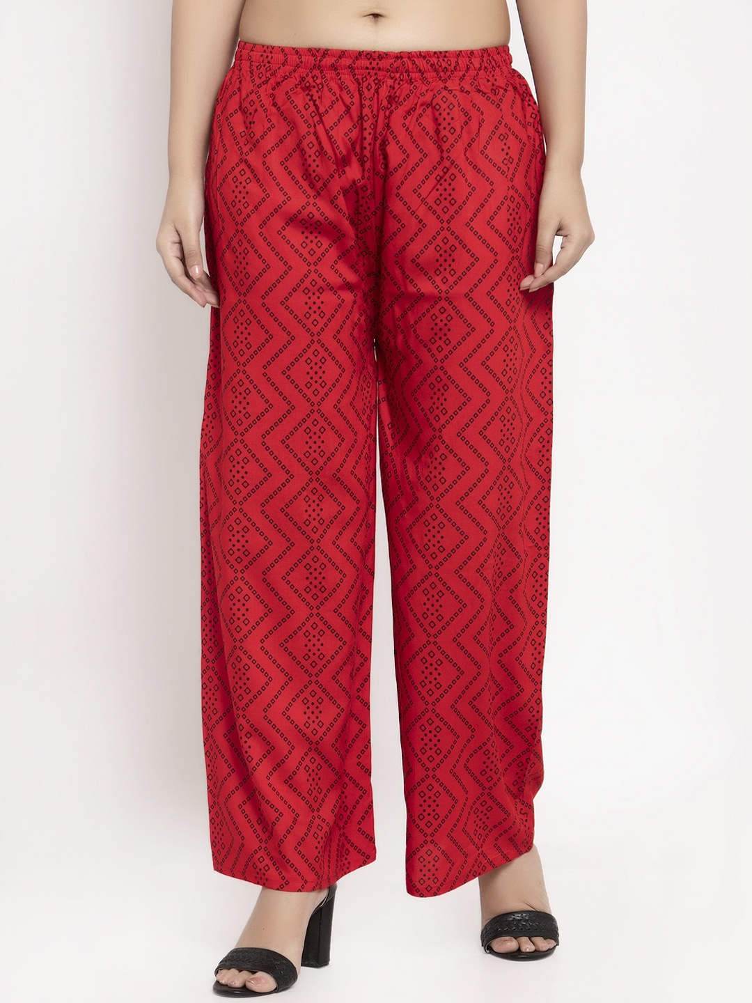 

KLOTTHE Women Red Striped Straight Palazzos