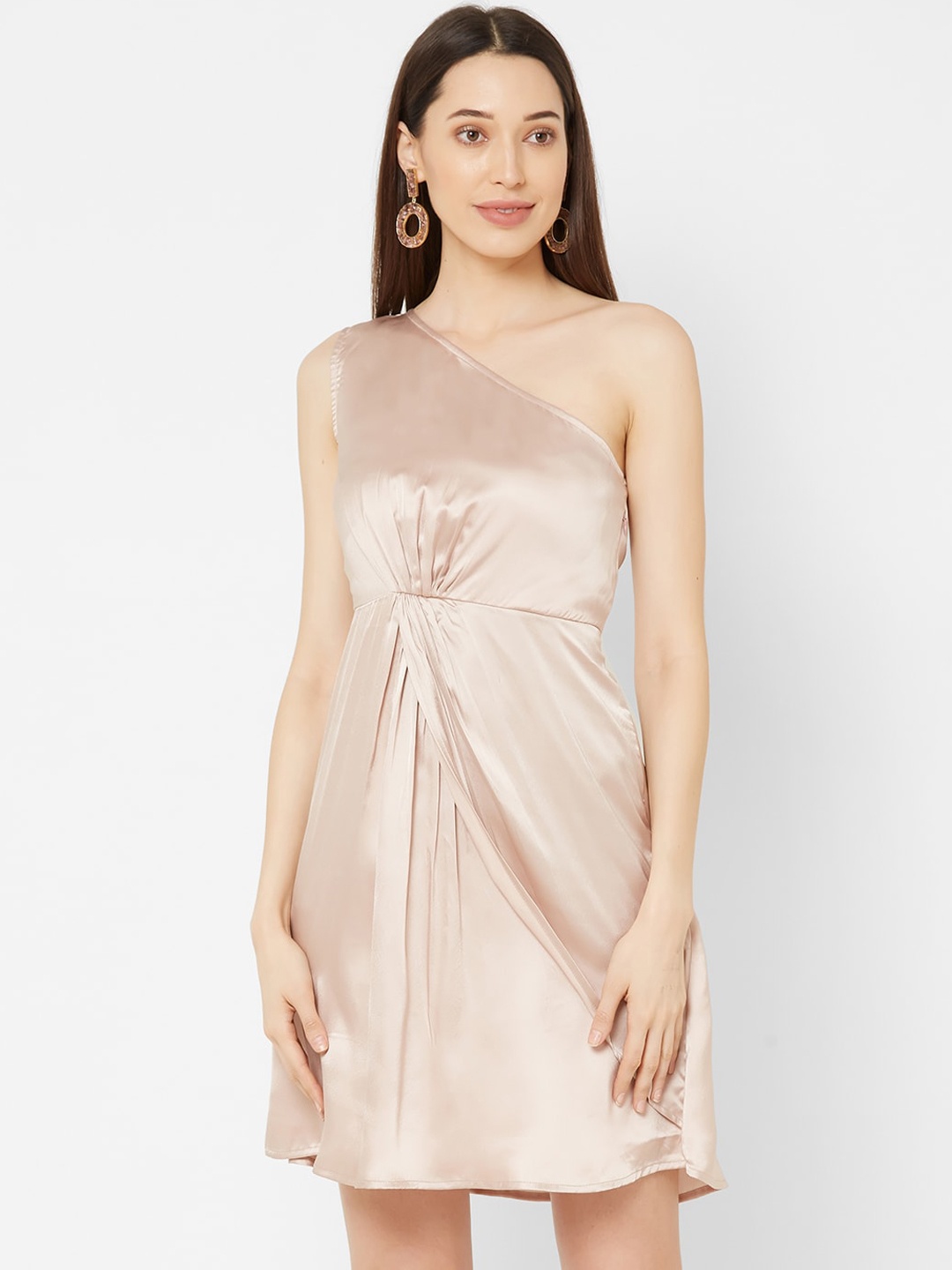 

MISH Women Champagne Solid Fit and Flare Dress