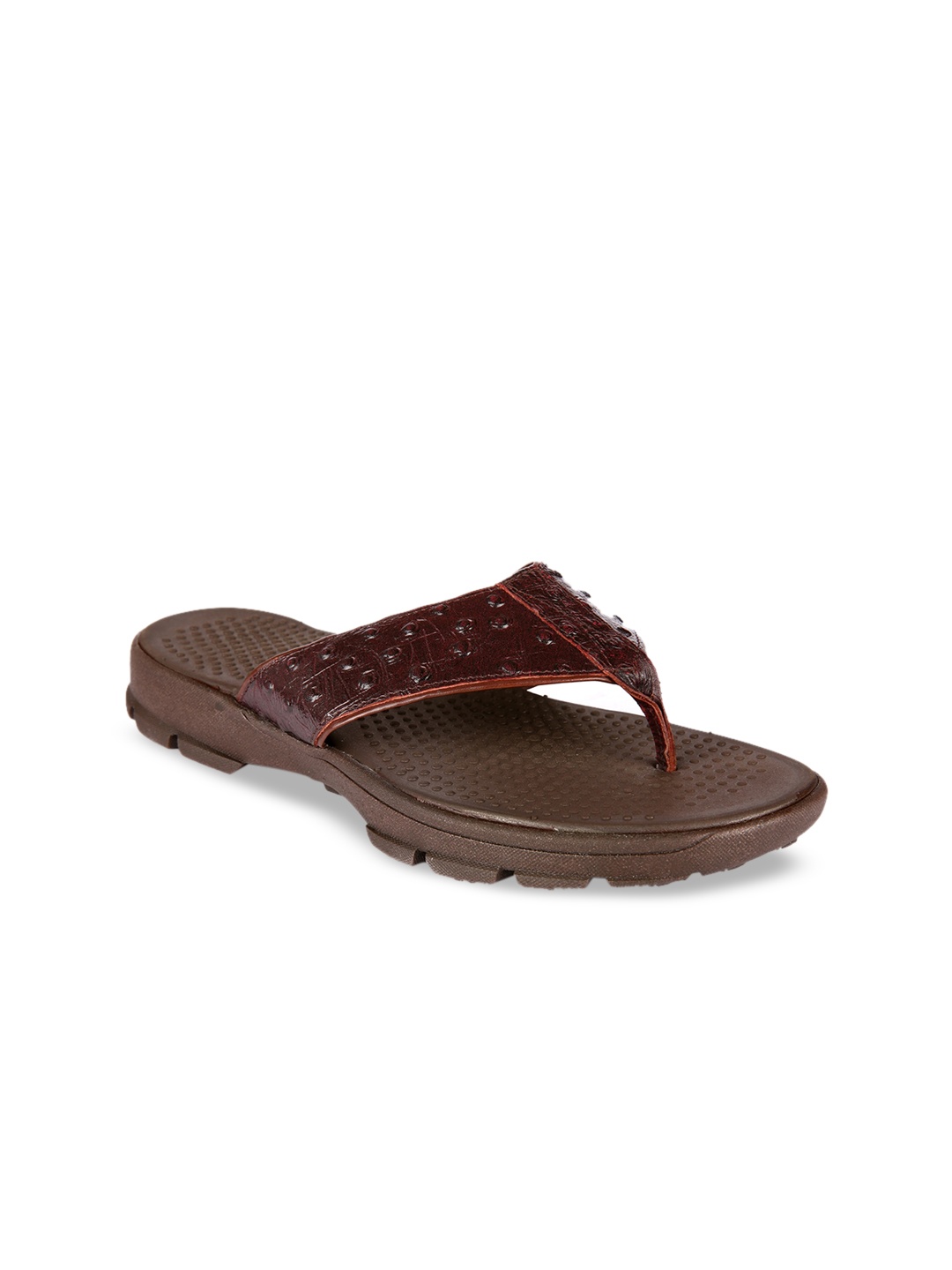 San Frissco Men Burgundy Leather Comfort Sandals