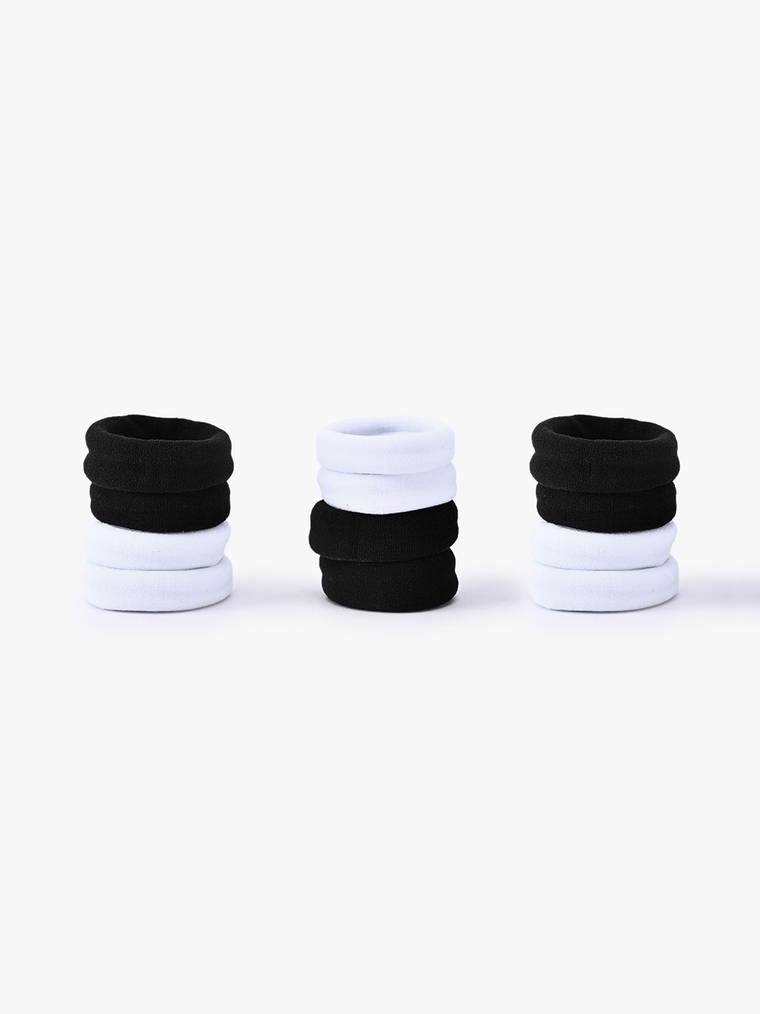 

BuckleUp Set Of 12 Black & White Ponytail Holders