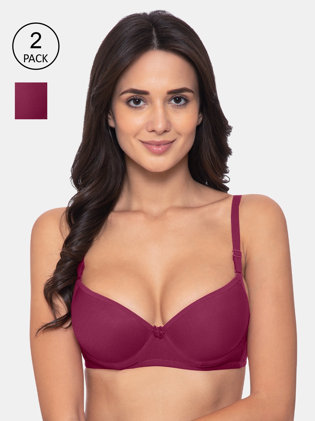 

KOMLI Purple Solid Pack of 2 Underwired Heavily Padded Push-Up Bra K-917-2PC-MG-30B