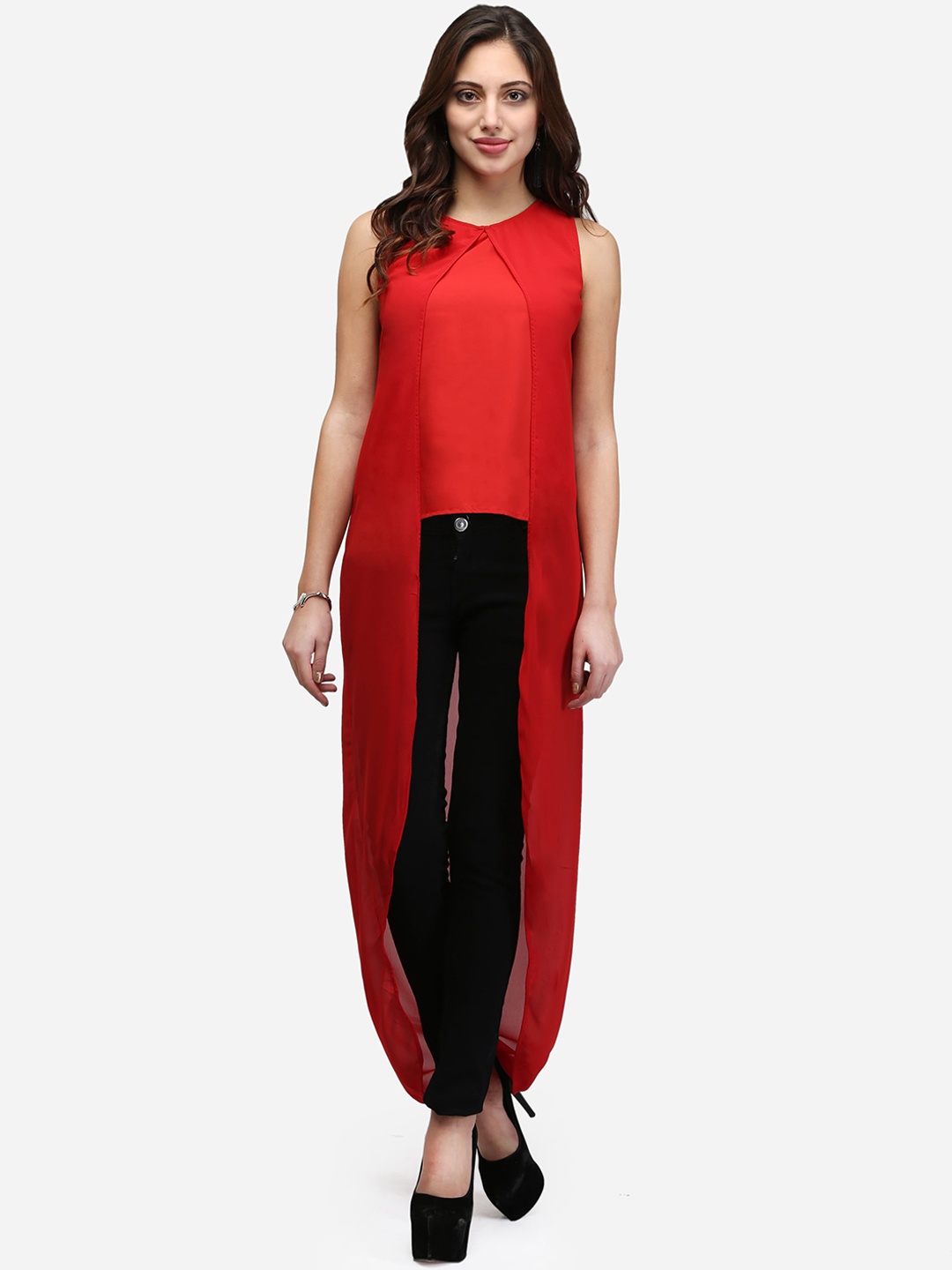 

V&M Women Red Solid Maxi Top