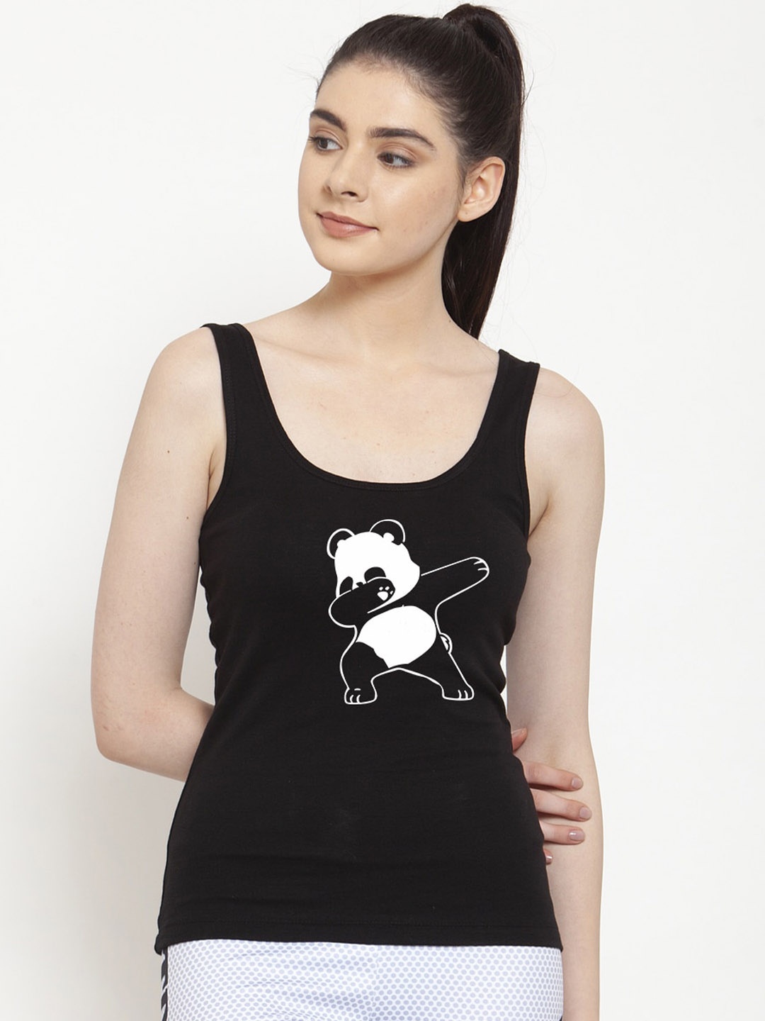 

Friskers Women Black Printed Tank Top