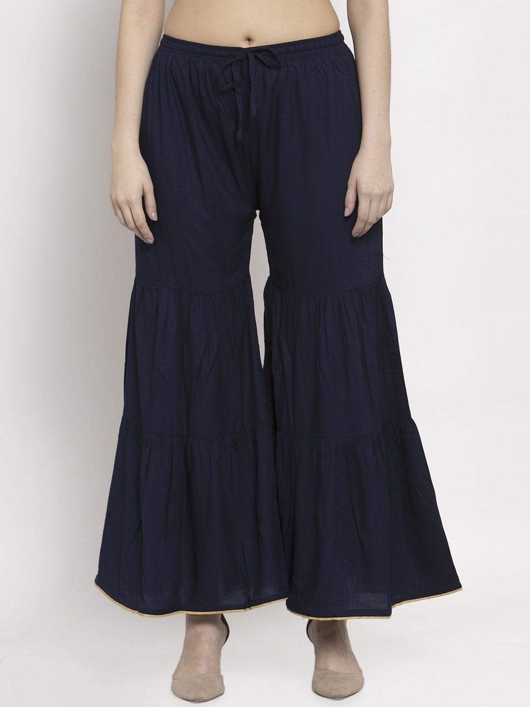 Miaz Lifestyle Women Navy Blue Solid Straight Palazzos