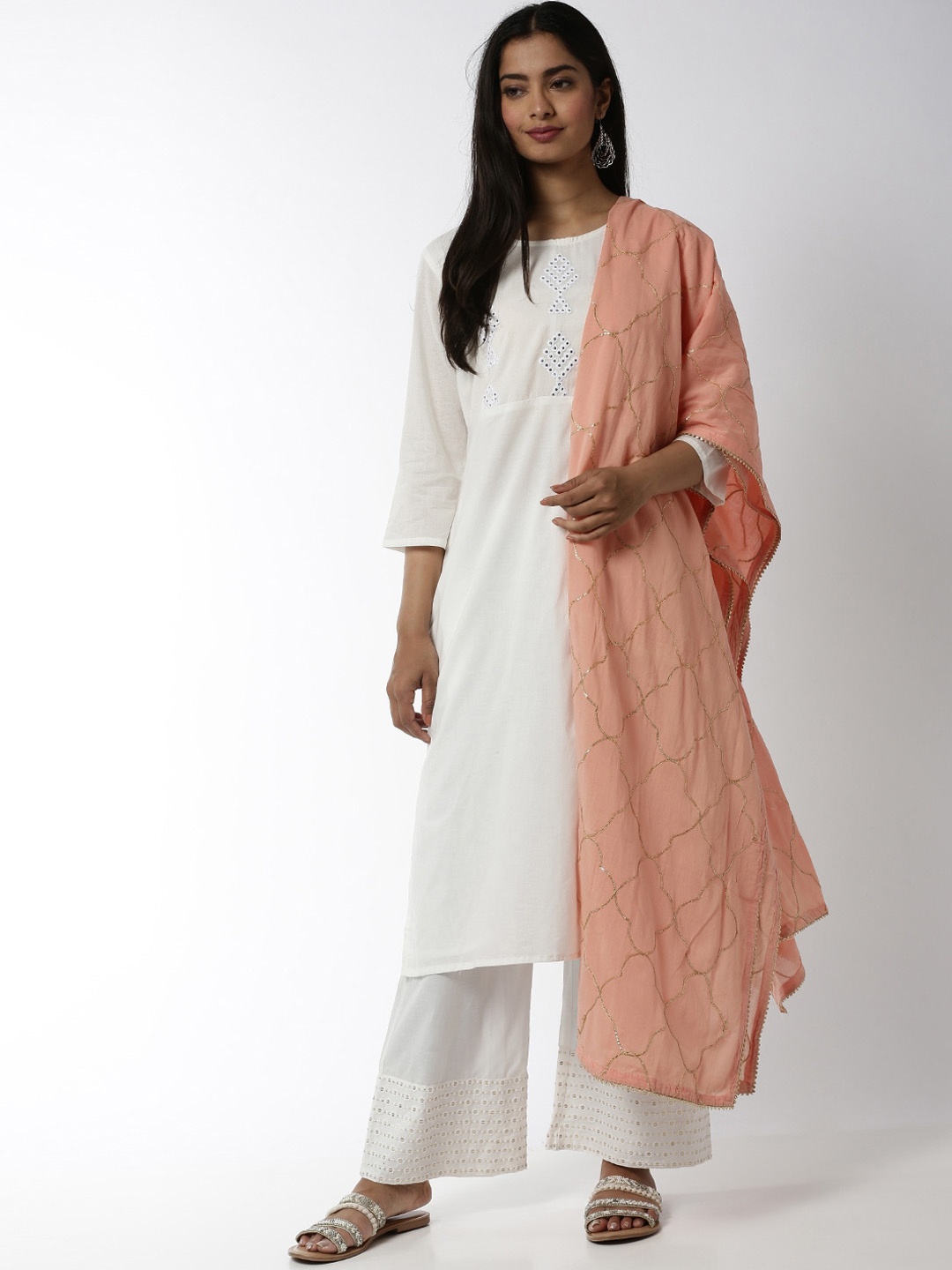 

Soch Pink Embroidered Cotton Dupatta