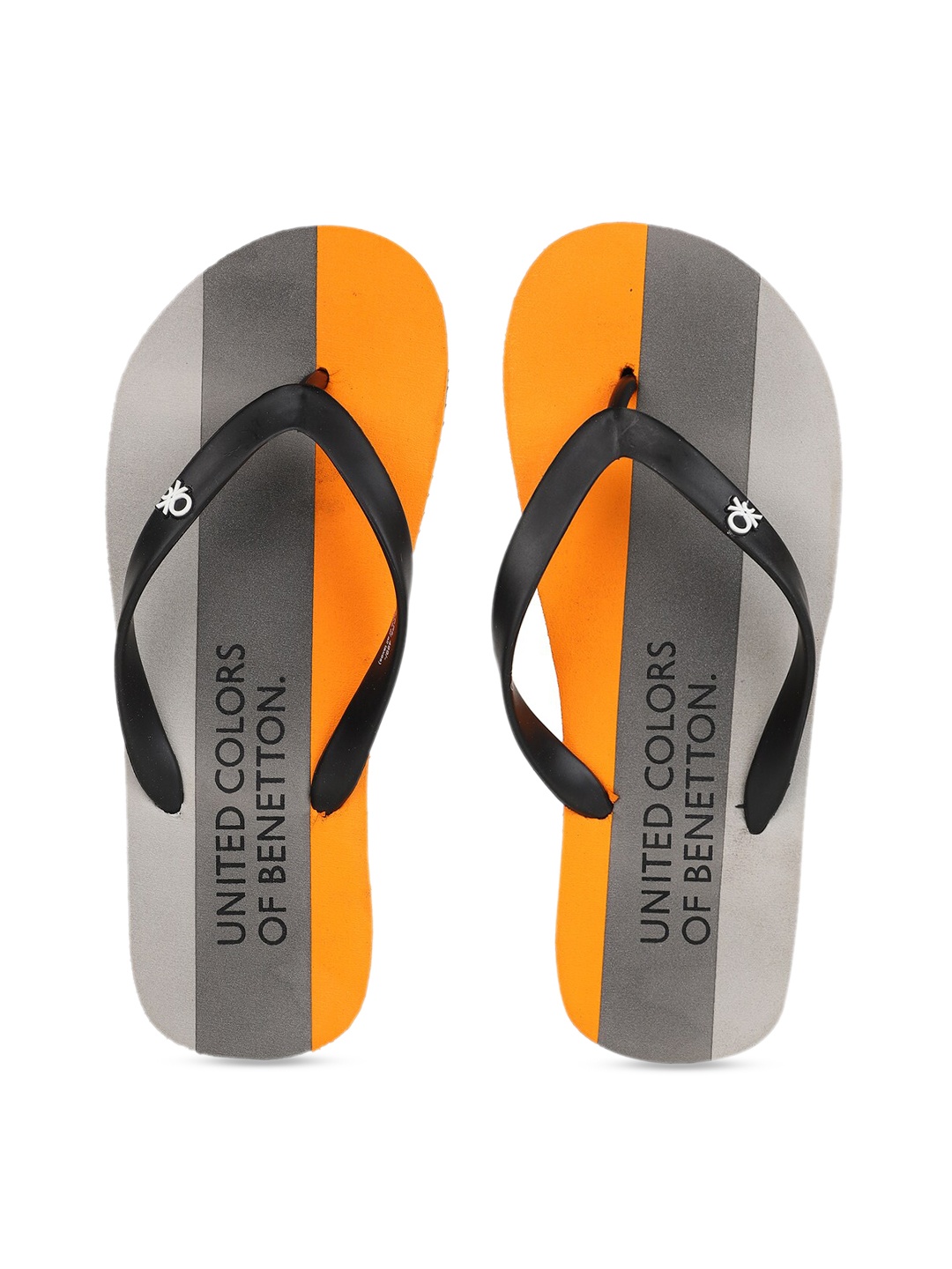 

United Colors of Benetton Men Grey & Orange Printed Thong Flip-Flops