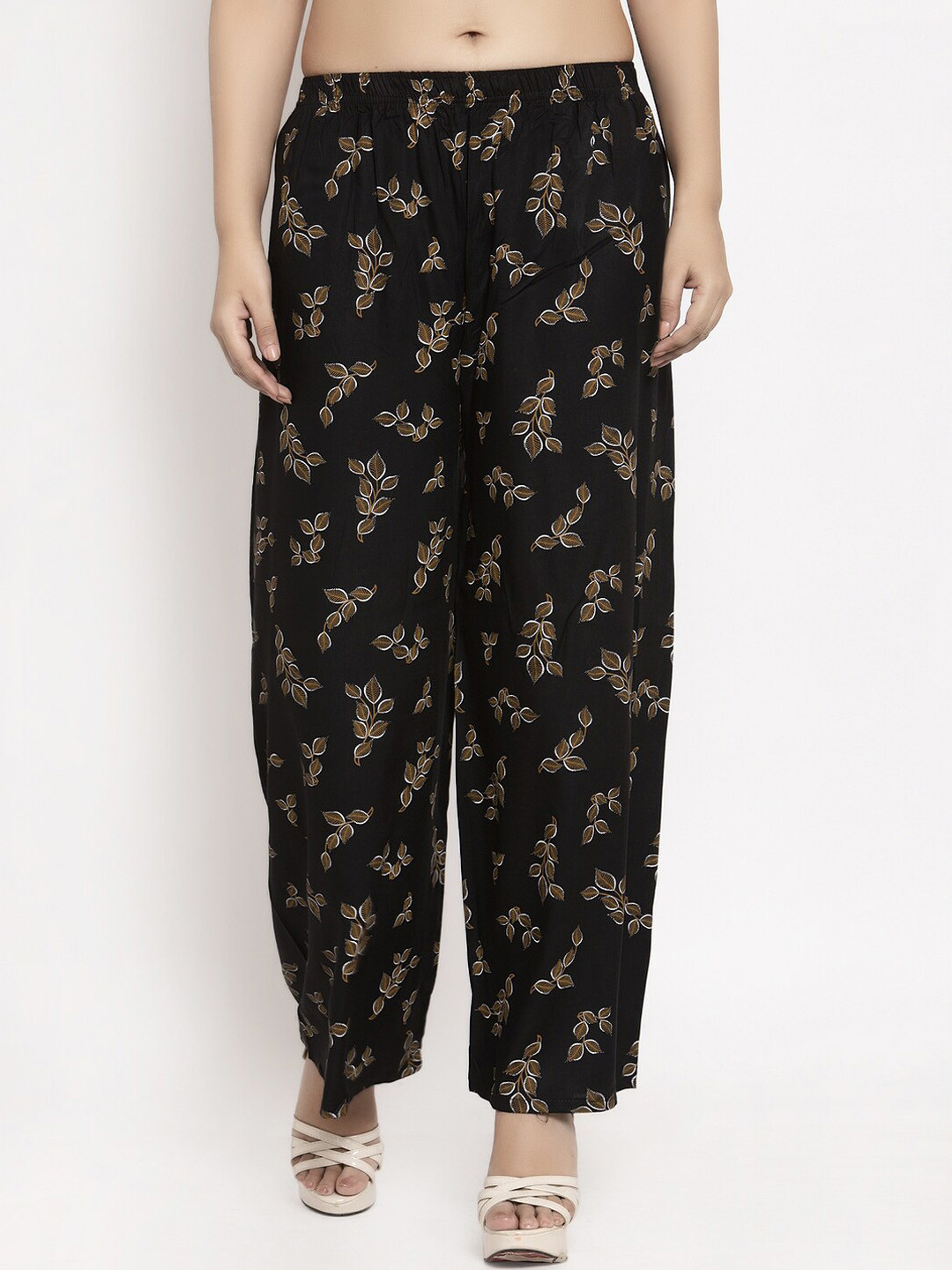 

KLOTTHE Women Black Printed Straight Palazzos