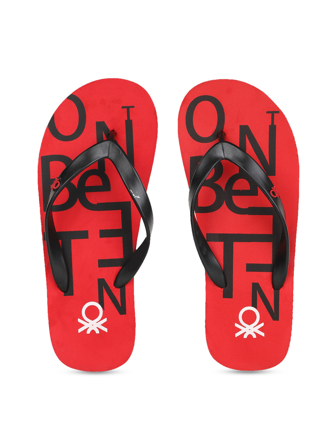

United Colors of Benetton Men Red & Black Printed Thong Flip-Flops