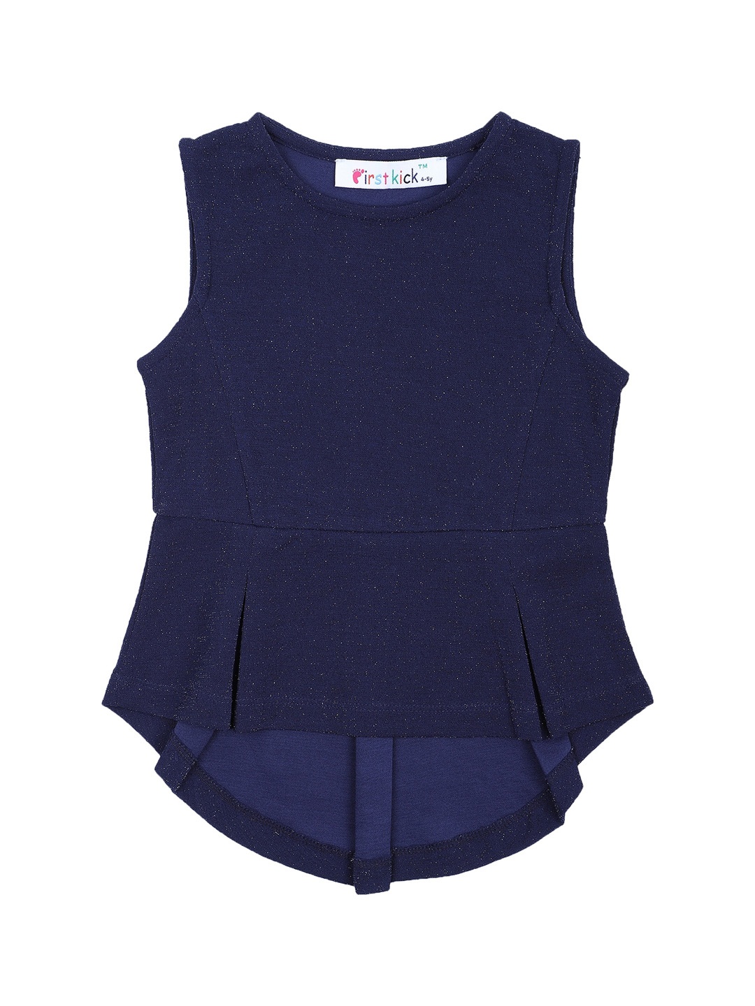 

First Kick Girls Navy Blue Solid Peplum Top