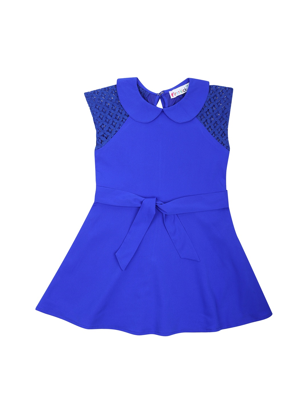 

First Kick Girls Blue Solid Fit and Flare Dress