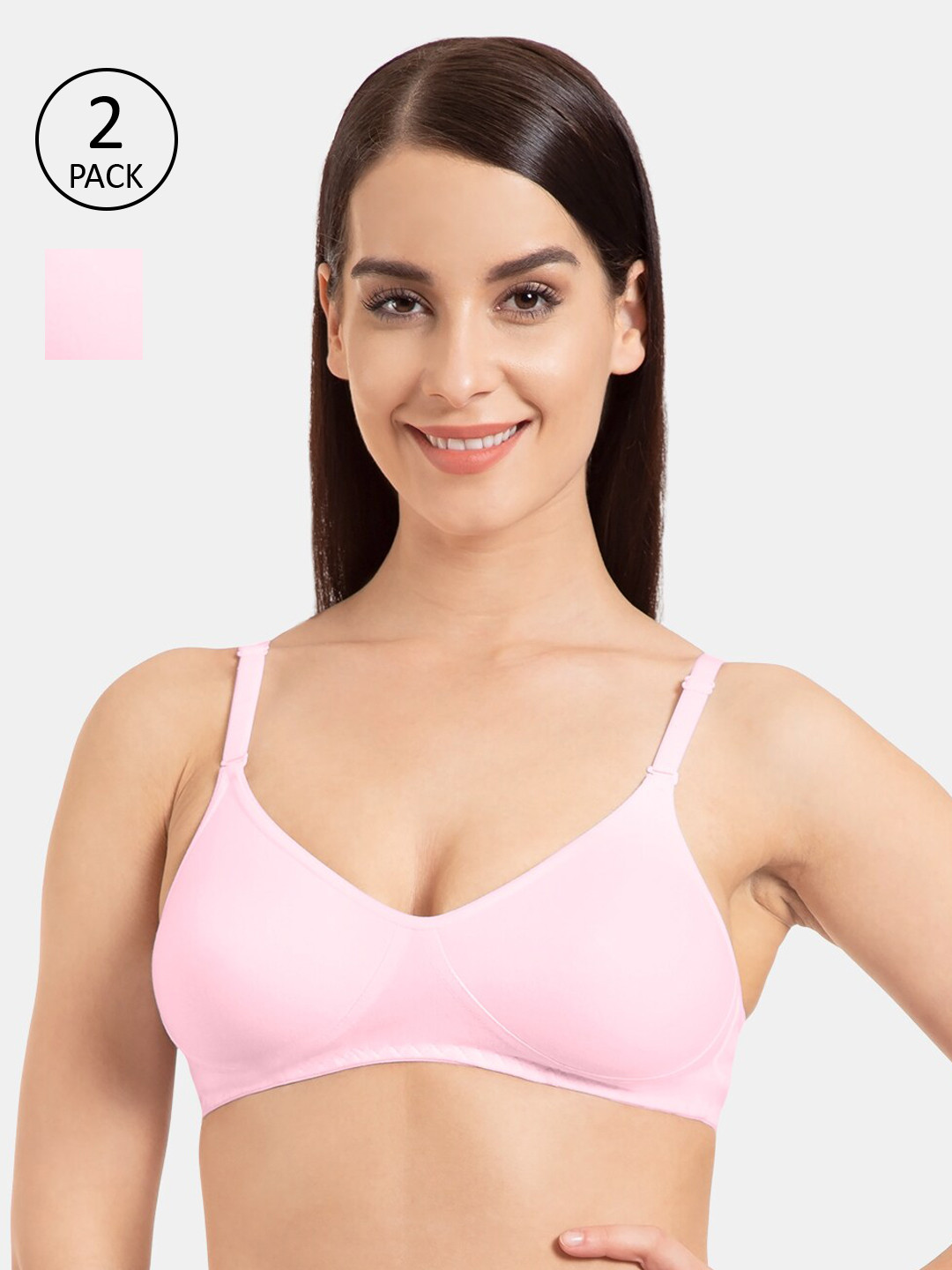

KOMLI Pink Solid Non-Wired Non Padded Everyday Bra