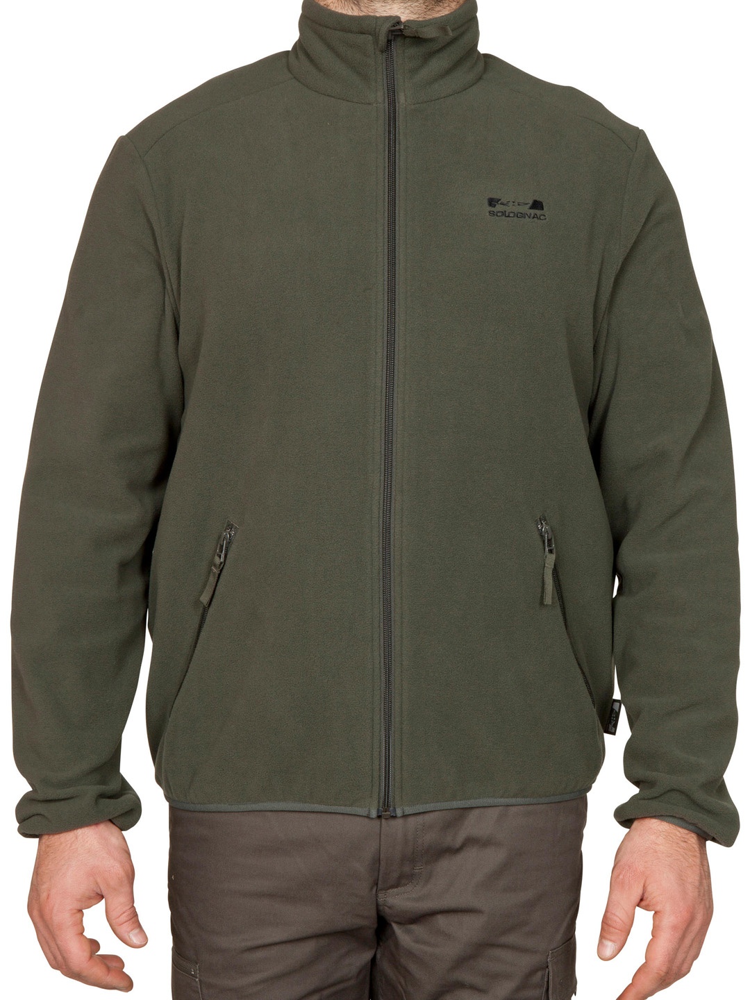 SOLOGNAC By Decathlon Men Olive Green Lightweight Tailored Hiking Fleece