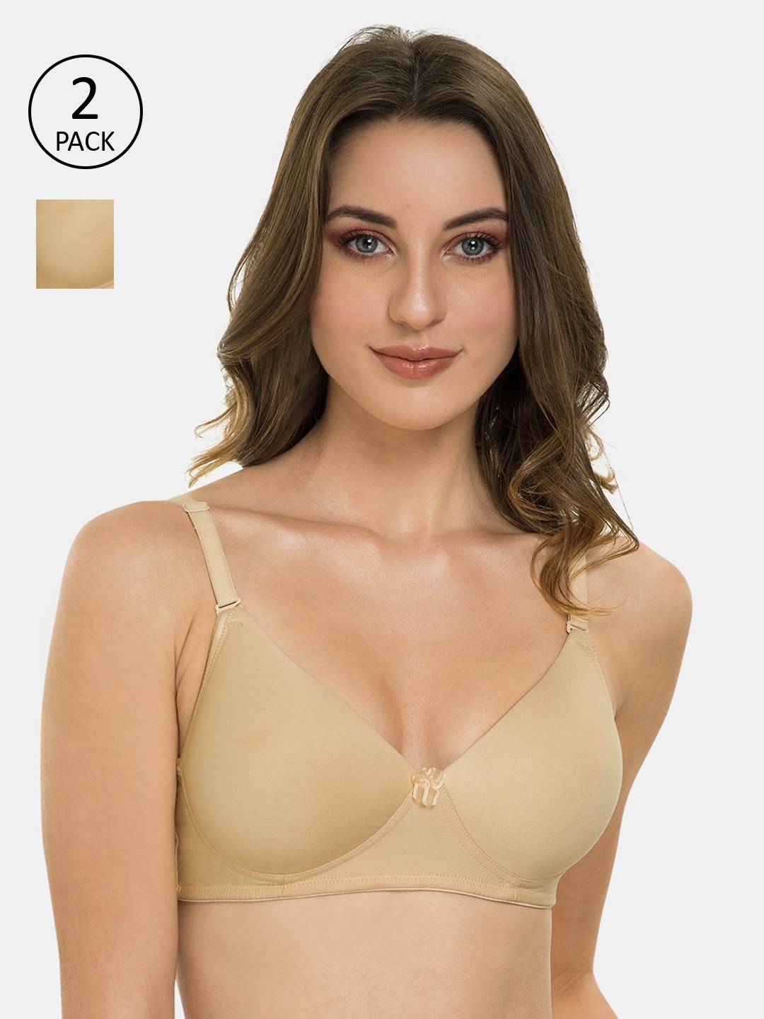 

Tweens Beige Solid Pack of 2 Everyday Bra TWL-3001-2-BG-30B