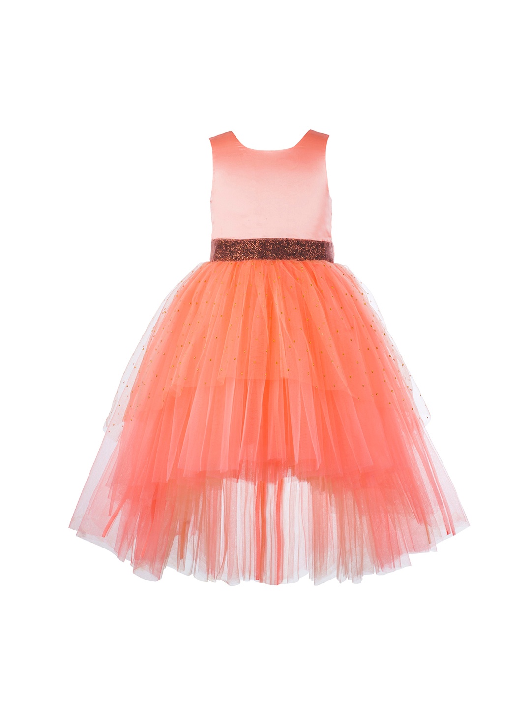 

Toy Balloon kids Girls Peach-Coloured Solid Maxi Dress