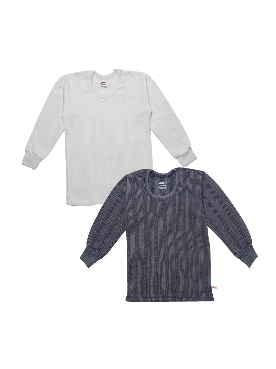 

VIMAL JONNEY Kids Pack of 2 Striped Thermal Tops, Navy blue