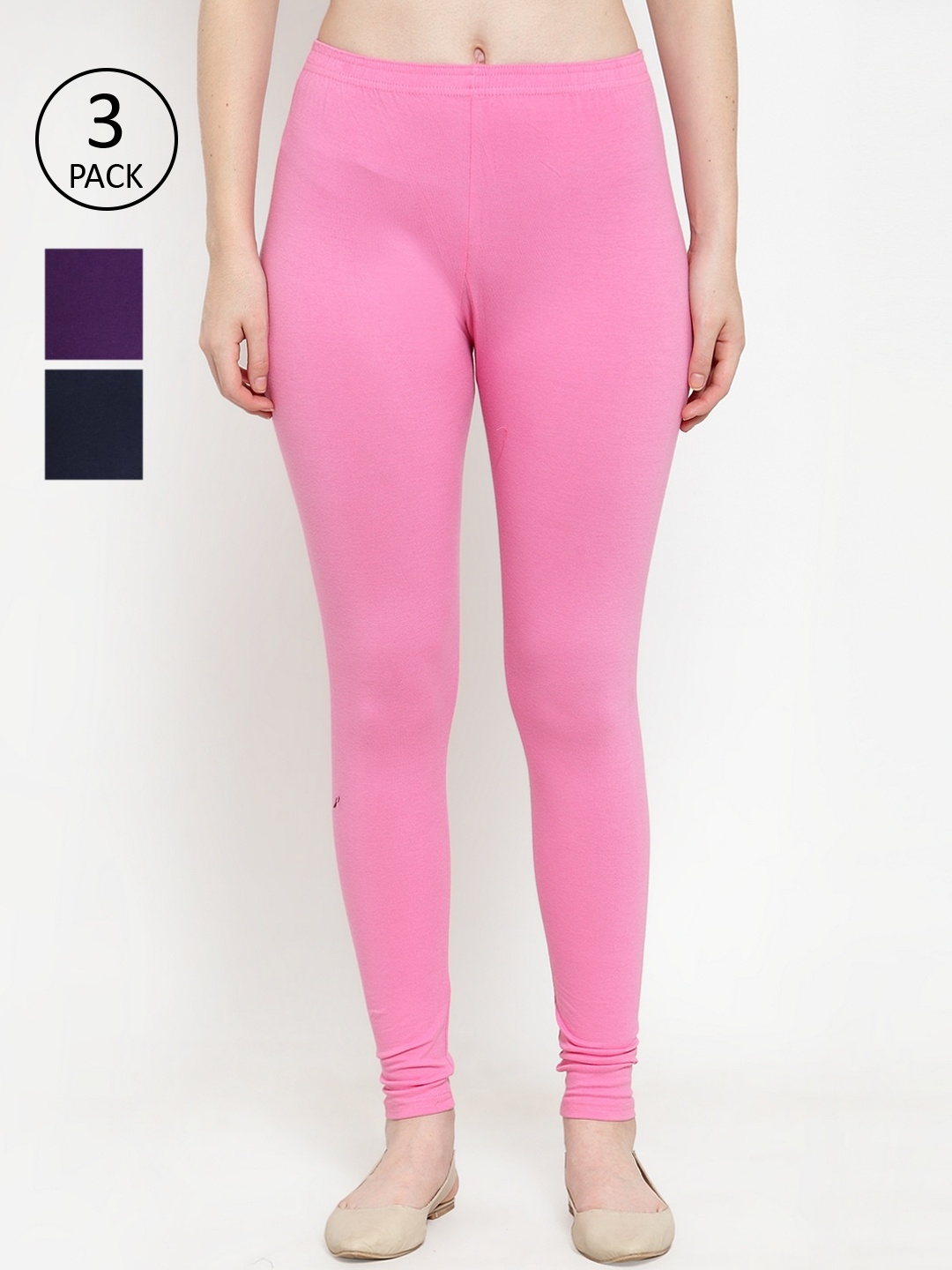 

GRACIT Women Pack of 3 Solid Leggings, Purple