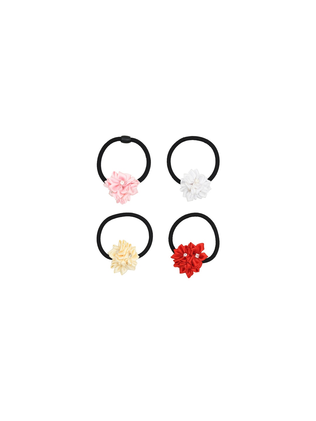 

FUNKRAFTS Girls Set of 4 Multicolor Ponytail Holder, Multi