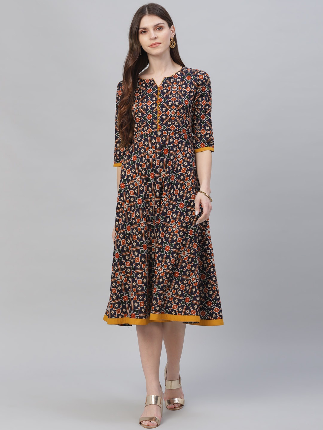 

Libas Women Multicoloured Printed A-Line Dress, Multi