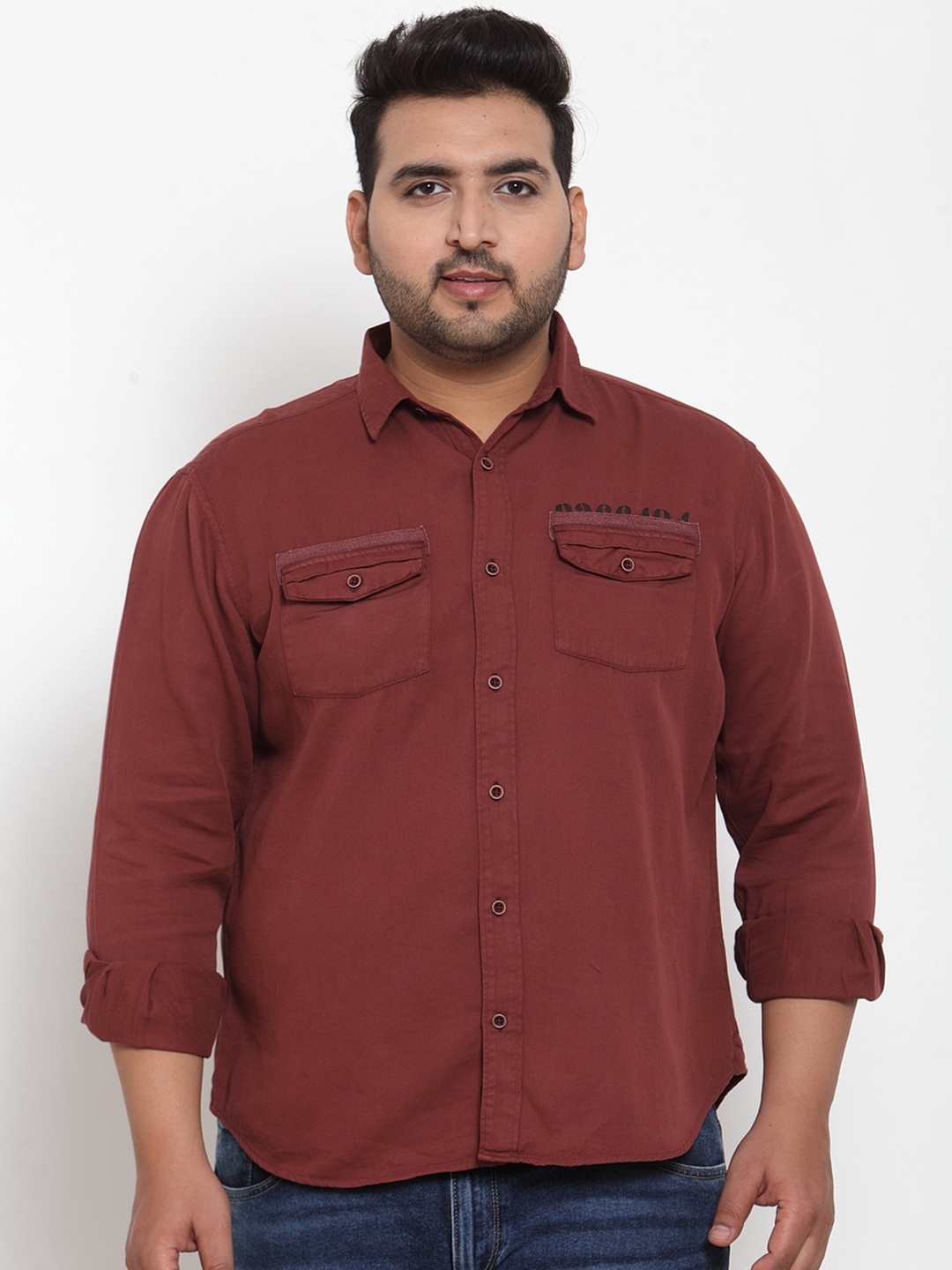 

plusS Men Maroon Regular Fit Solid Casual Shirt