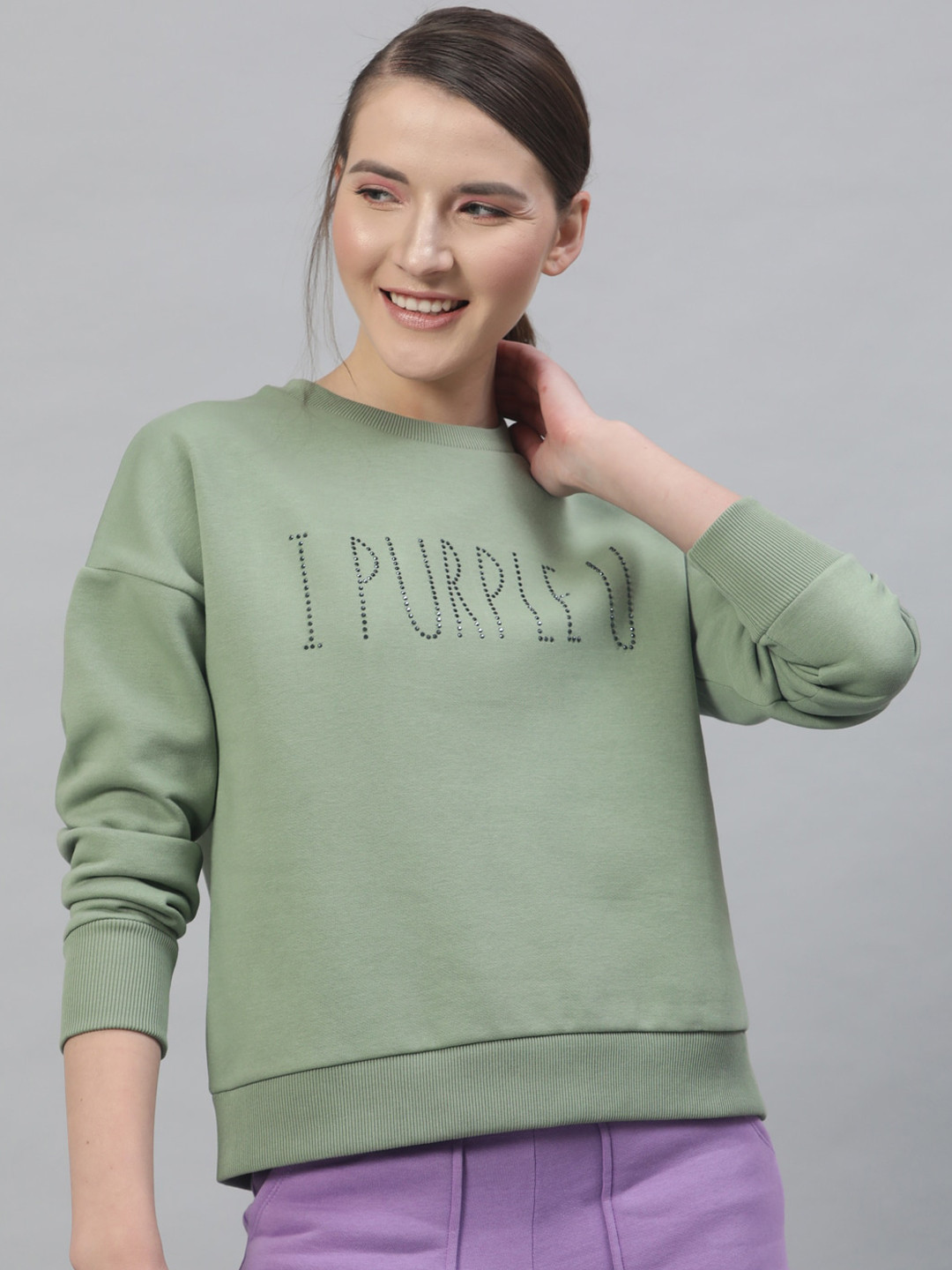 

STREET 9 Women Green Printed Sweatshirt