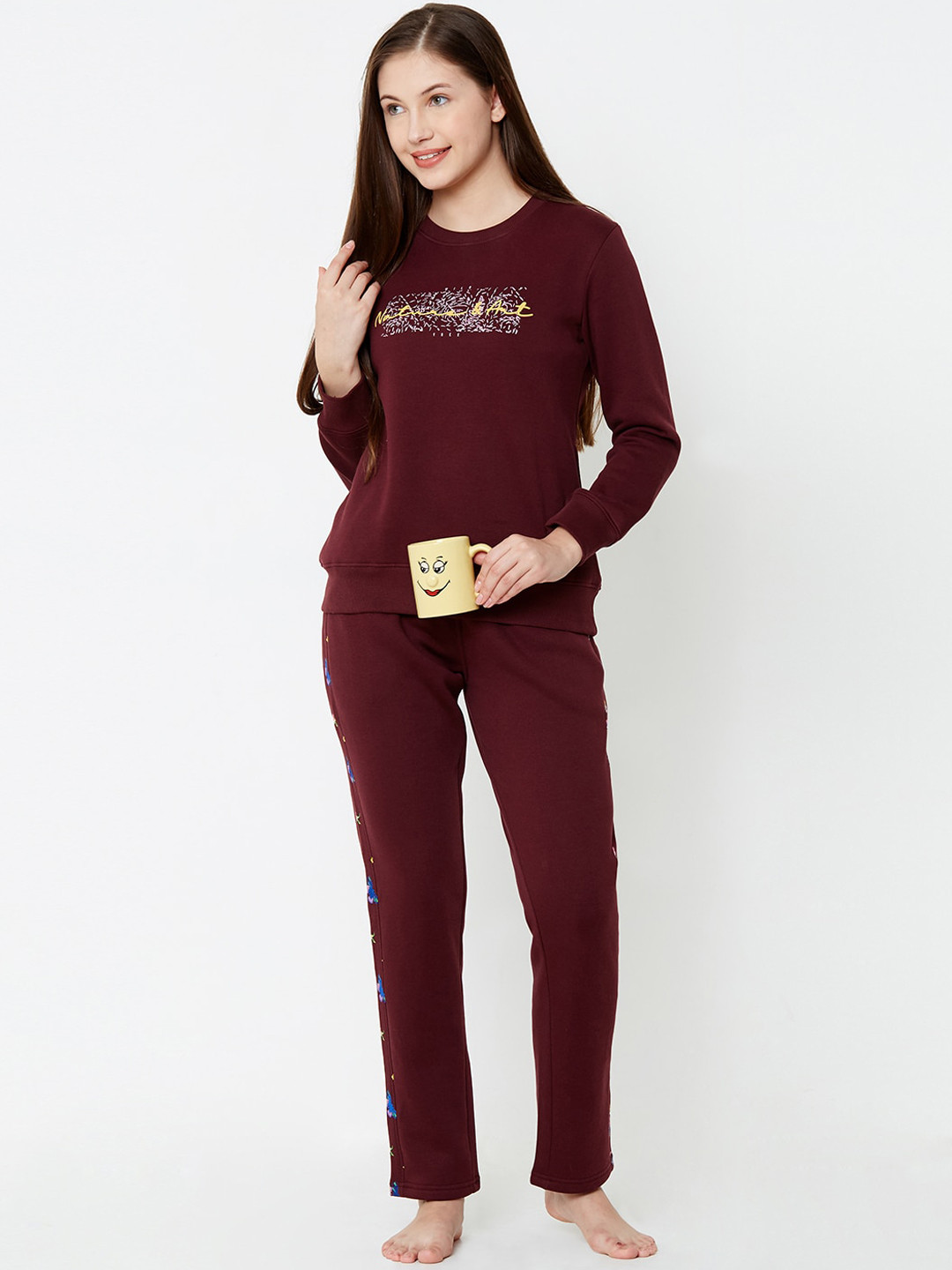 

Sweet Dreams Women Burgundy Printed Night suit