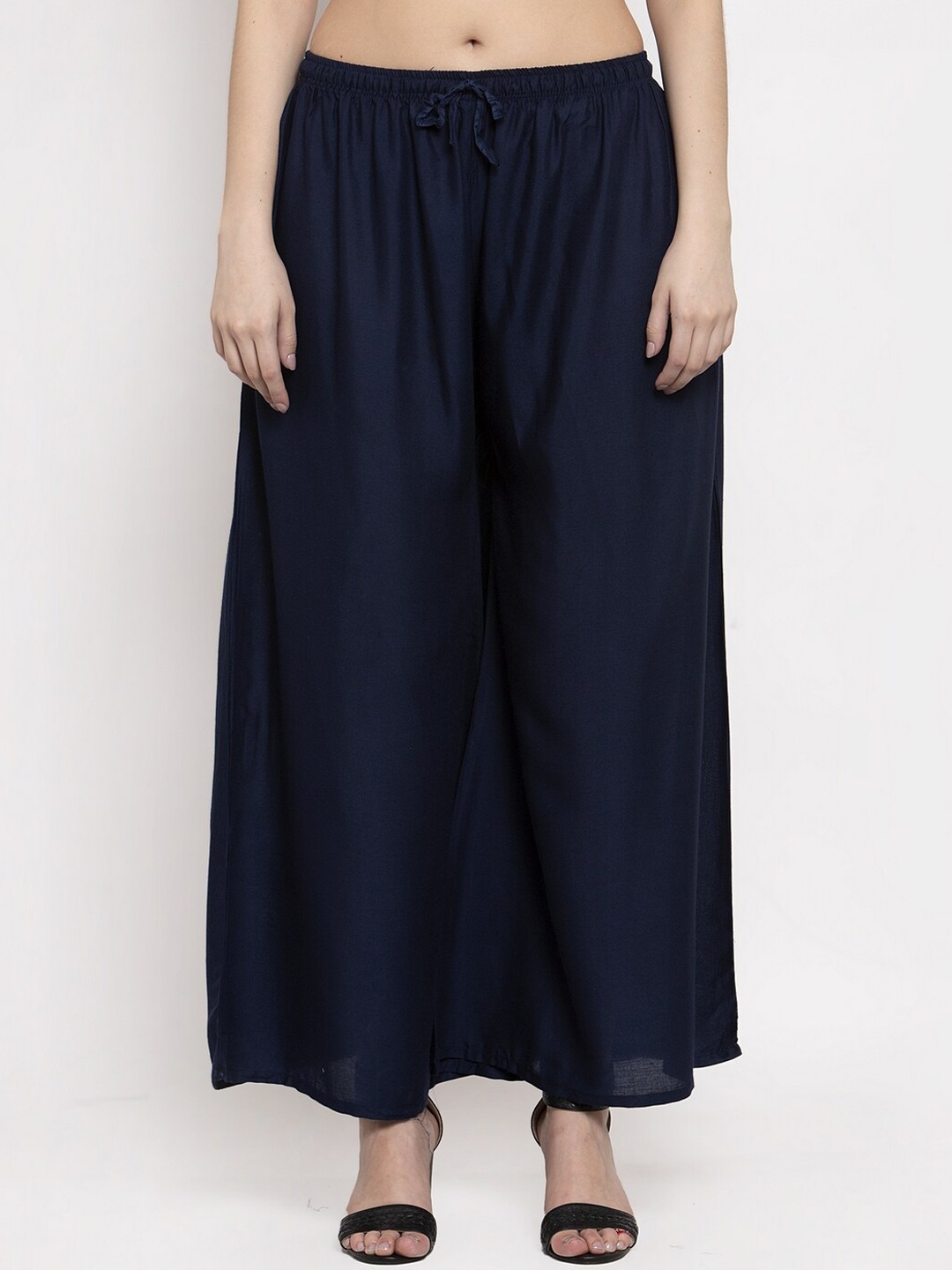 

Miaz Lifestyle Women Navy Blue Solid Straight Palazzos