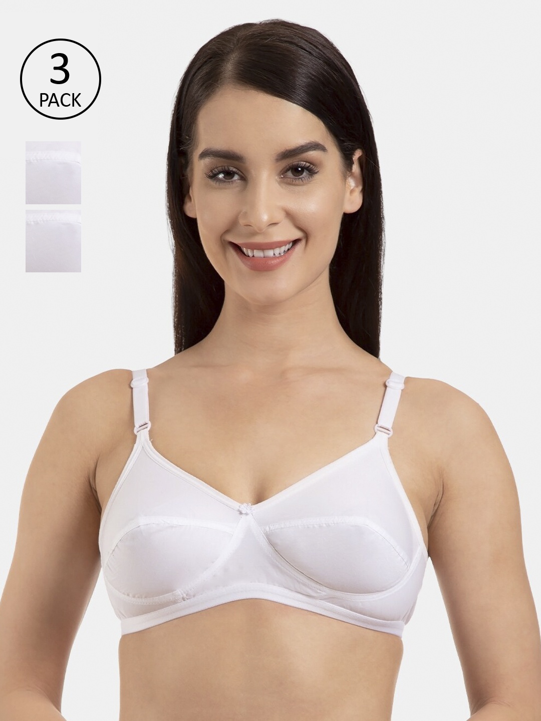 

KOMLI Pack of 3 Solid Non-Wired Heavily Padded Everyday Bra K-9113, White