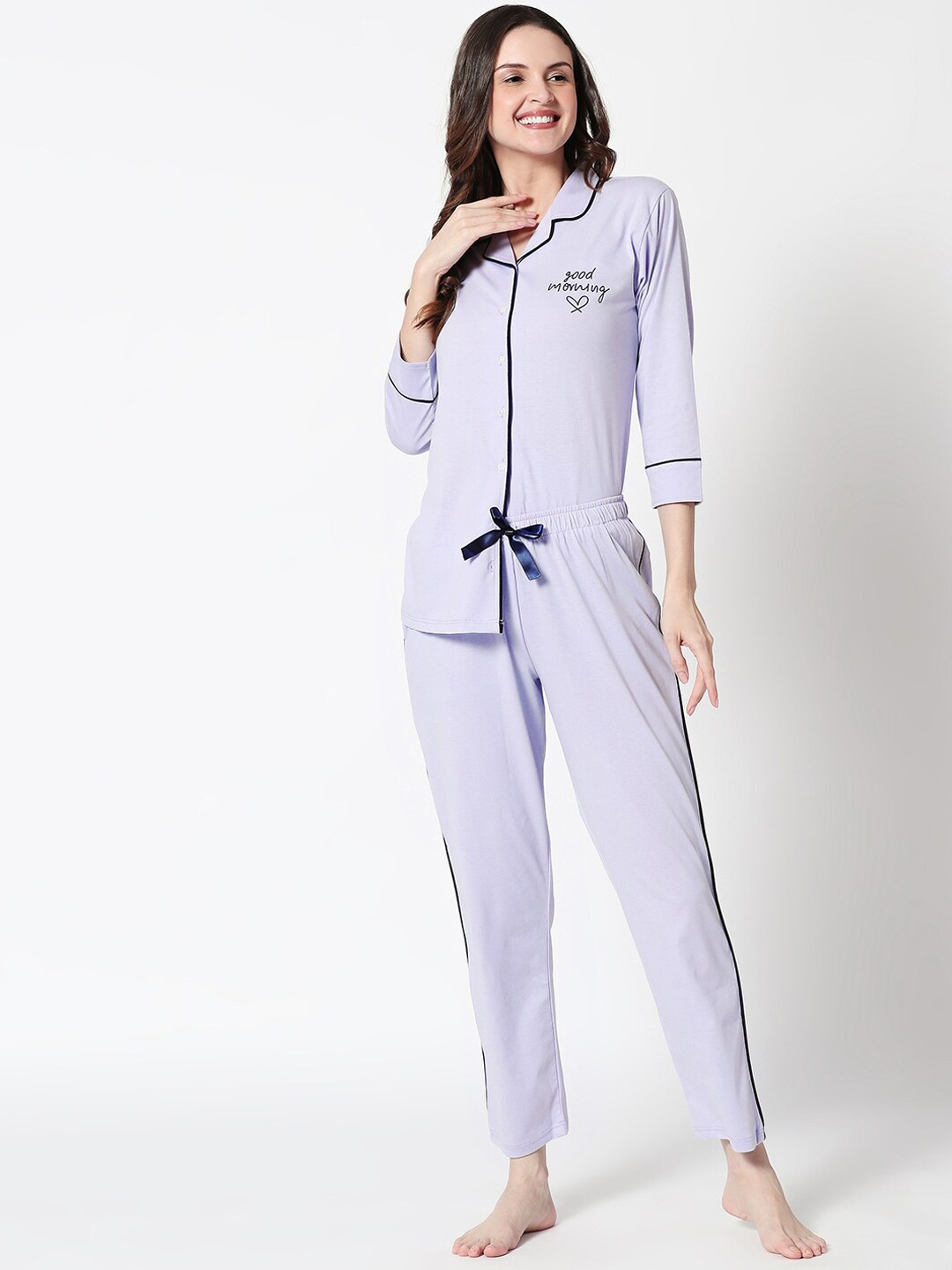 

Zeyo Women Lavender Solid Night suit