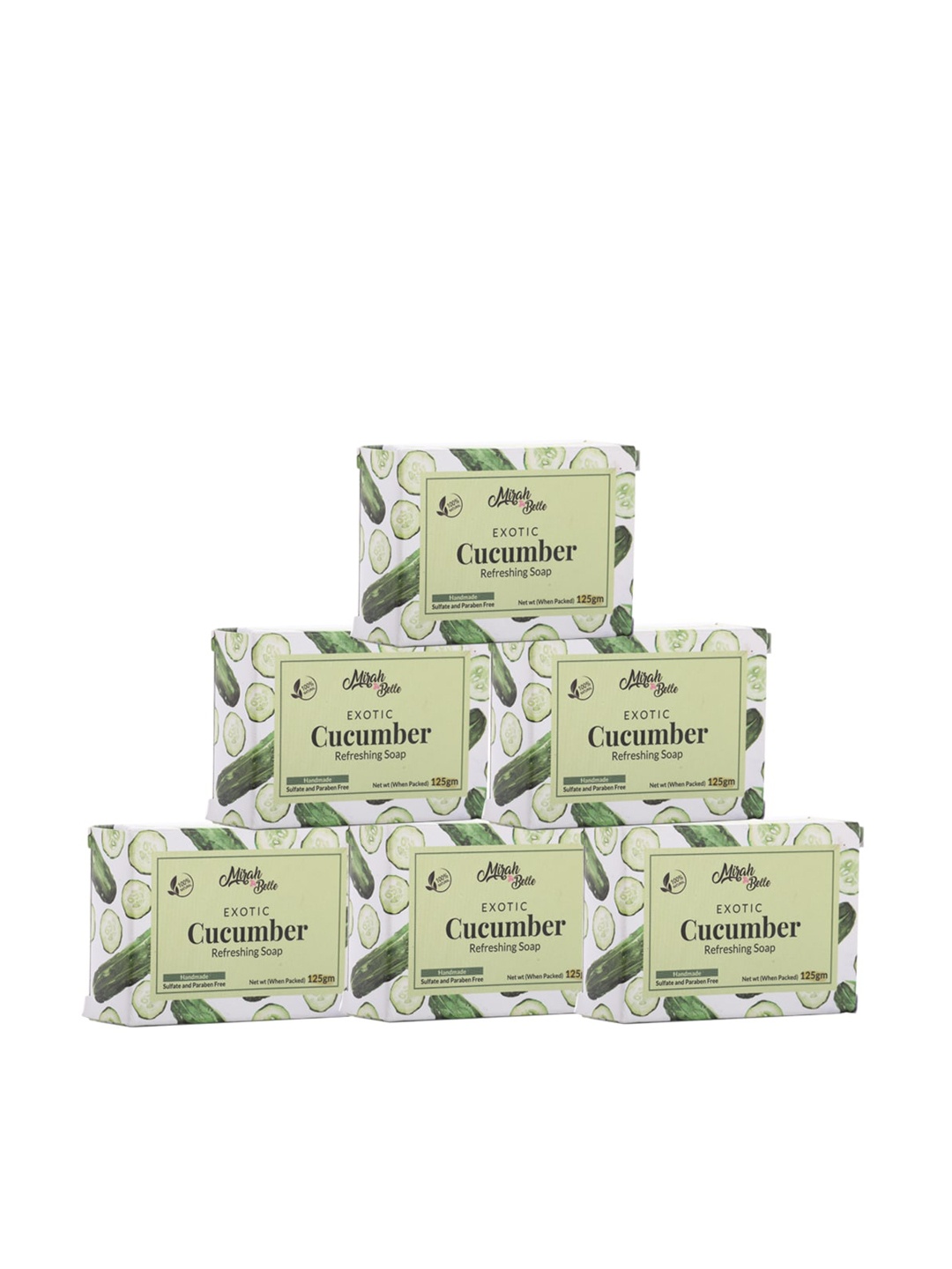 

Mirah Belle Set of 6 Organic Cucumber Refreshing Soaps, Green
