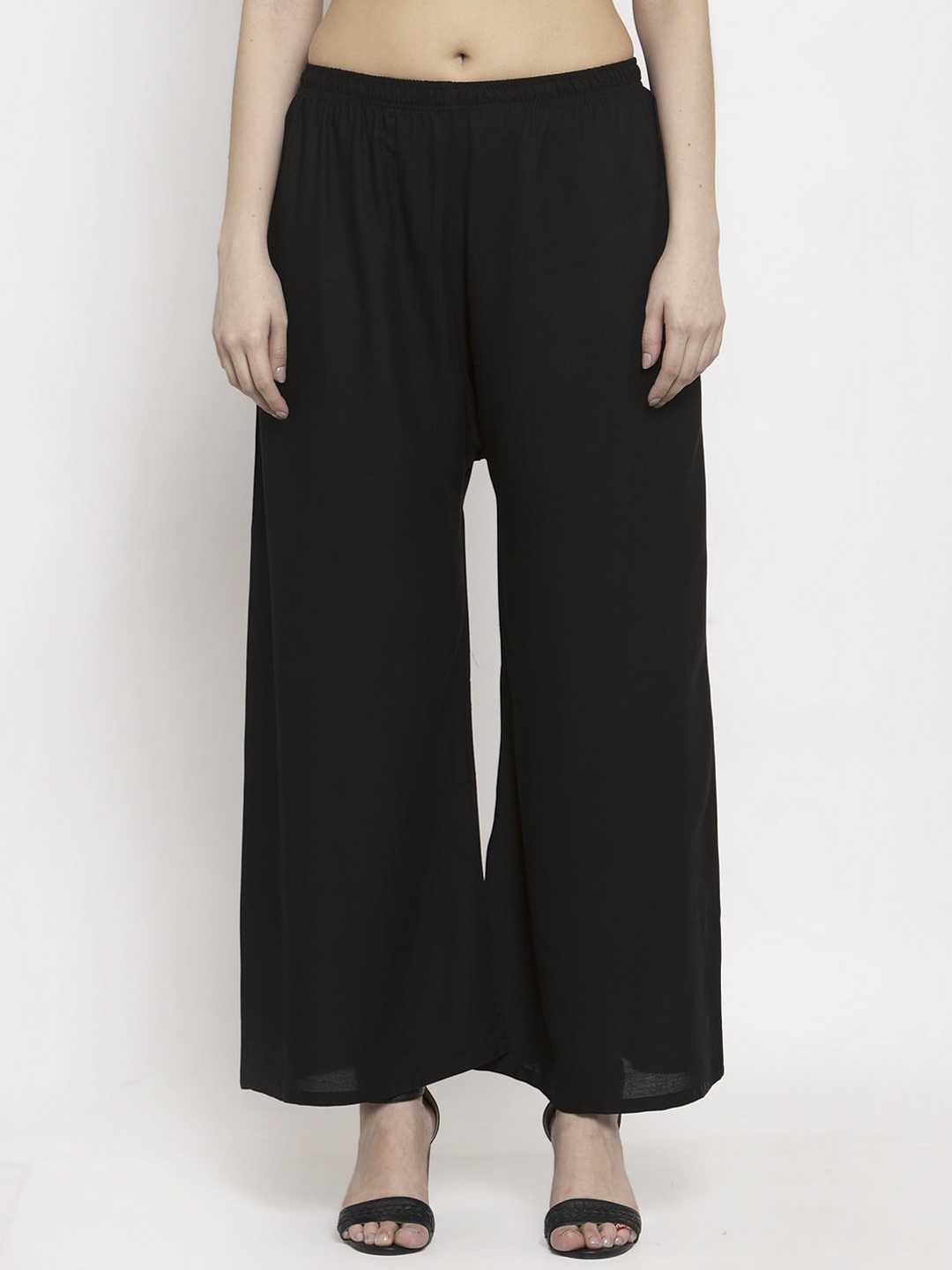 

Miaz Lifestyle Women Black Solid Straight Palazzos