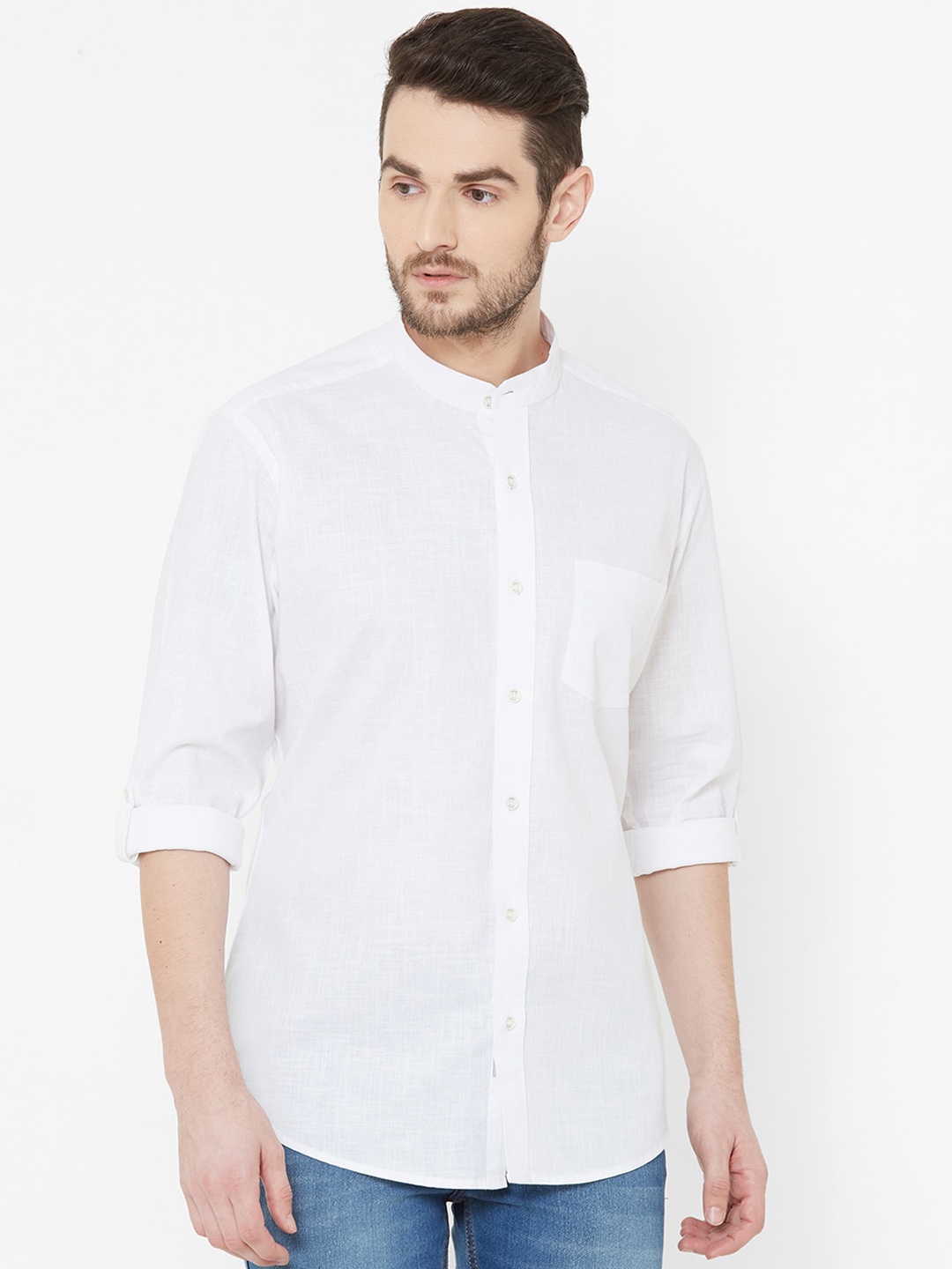 

EVOQ Men White Comfort Regular Fit Solid Casual Shirt