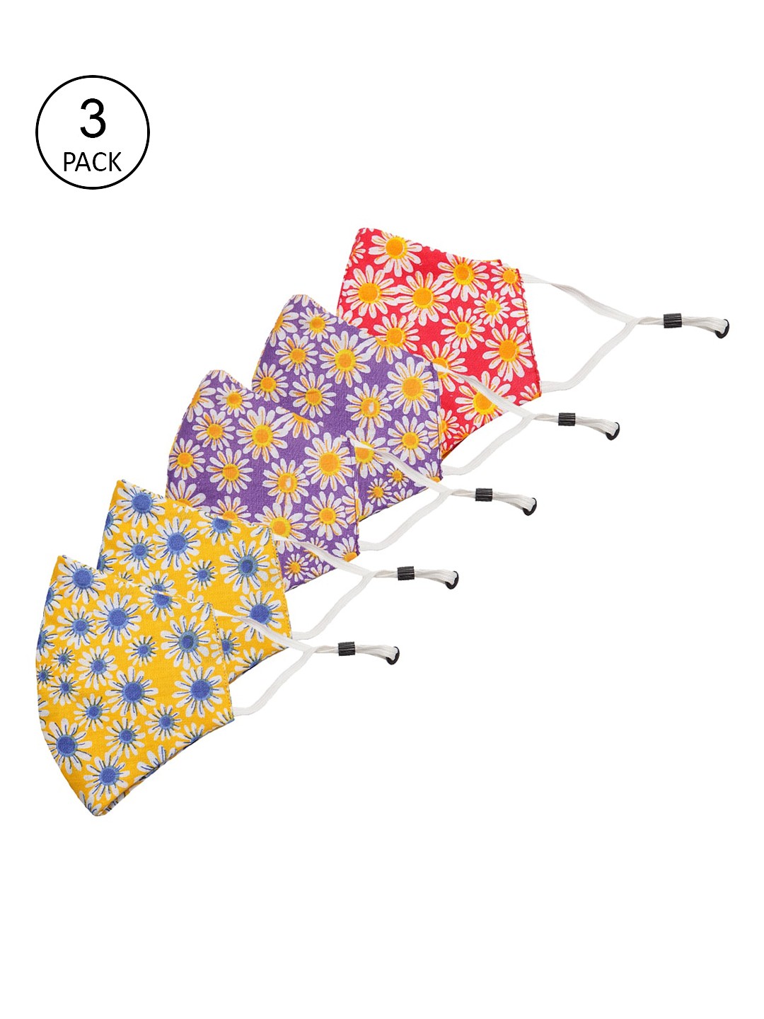 

Secret Wish Kids 5 Pcs Red & Yellow Printed Reusable 3-Ply Cloth Masks