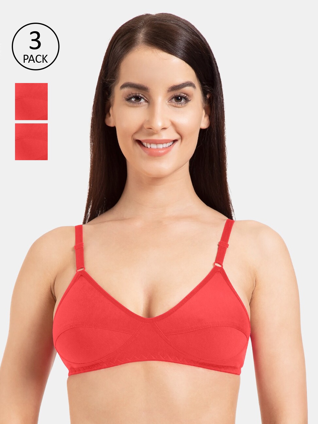 KOMLI Pink Solid Non-Wired Non Padded Everyday Bra
