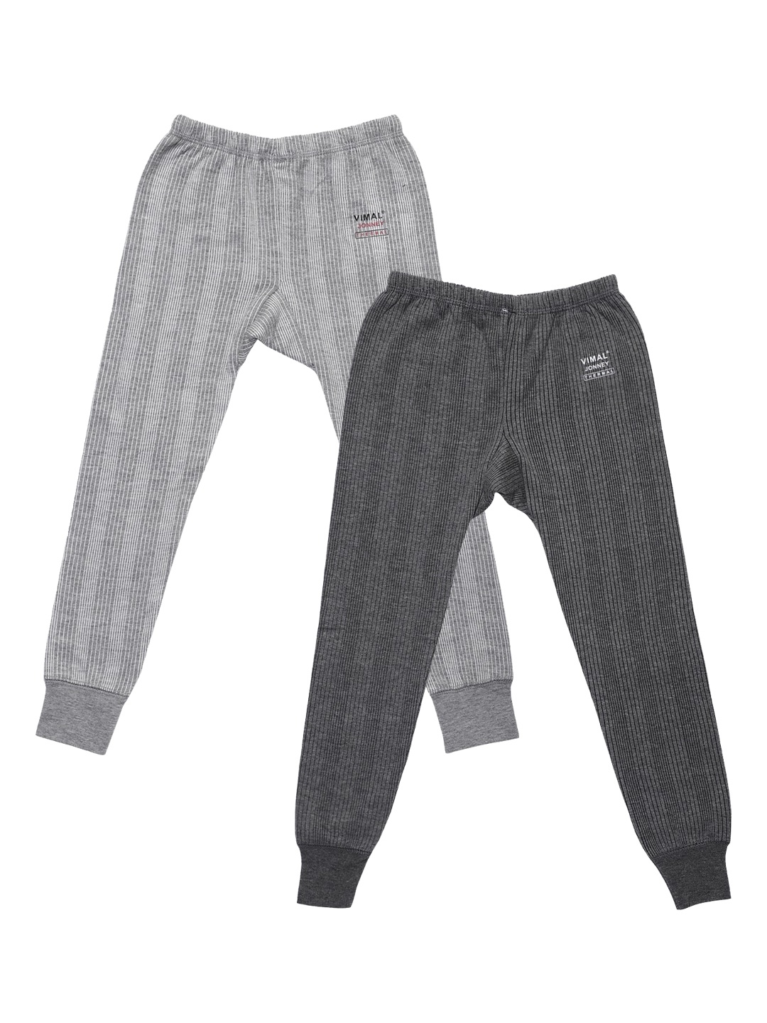 

VIMAL JONNEY Kids Pack of 2 Striped Thermal Joggers, Grey