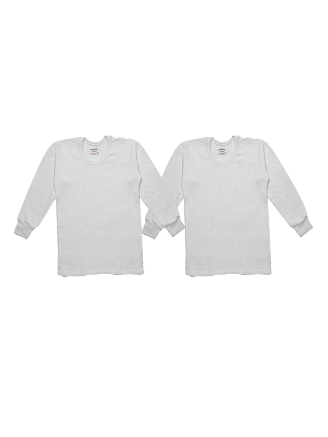 

VIMAL JONNEY Kids Pack of 2 White Striped Thermal Tops