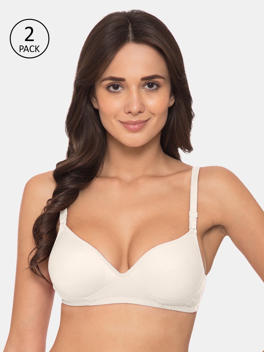 

KOMLI White Solid Non-Wired Heavily Padded Everyday Bra