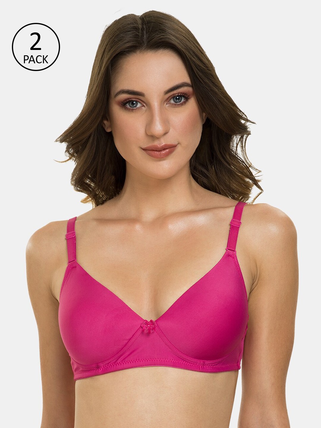 

Tweens Pack of 2 Pink Solid Non-Wired Lightly Padded Everyday Bras TWL-3001-2-RSB-32C