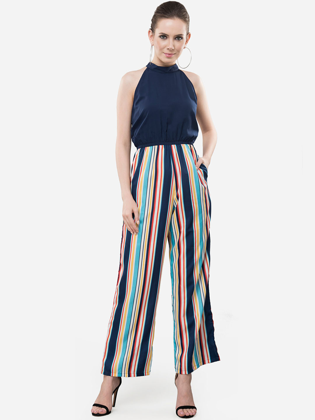 

V&M Women Multicoloured Striped Basic Jumpsuit, Multi