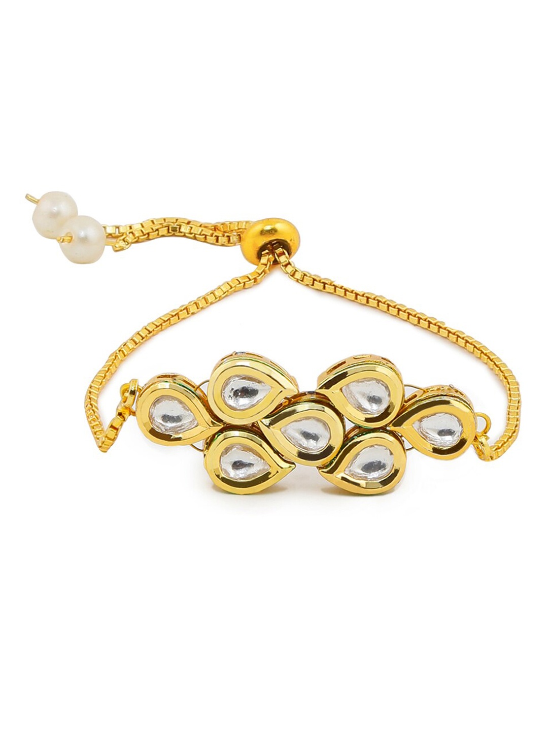 

Yellow Chimes Woman Gold Plated Handmade Studded Kundan Adjustable Bracelet