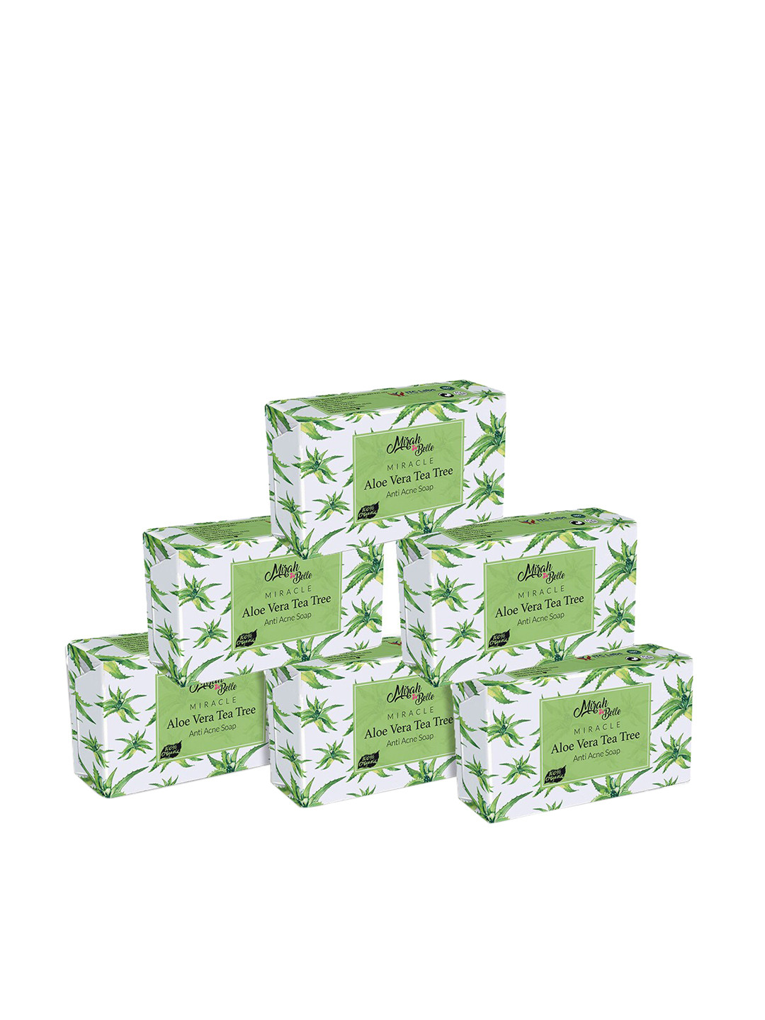 

Mirah Belle Set of 6 Organic Aloe Vera-Tea Tree Anti Acne Soaps, Green