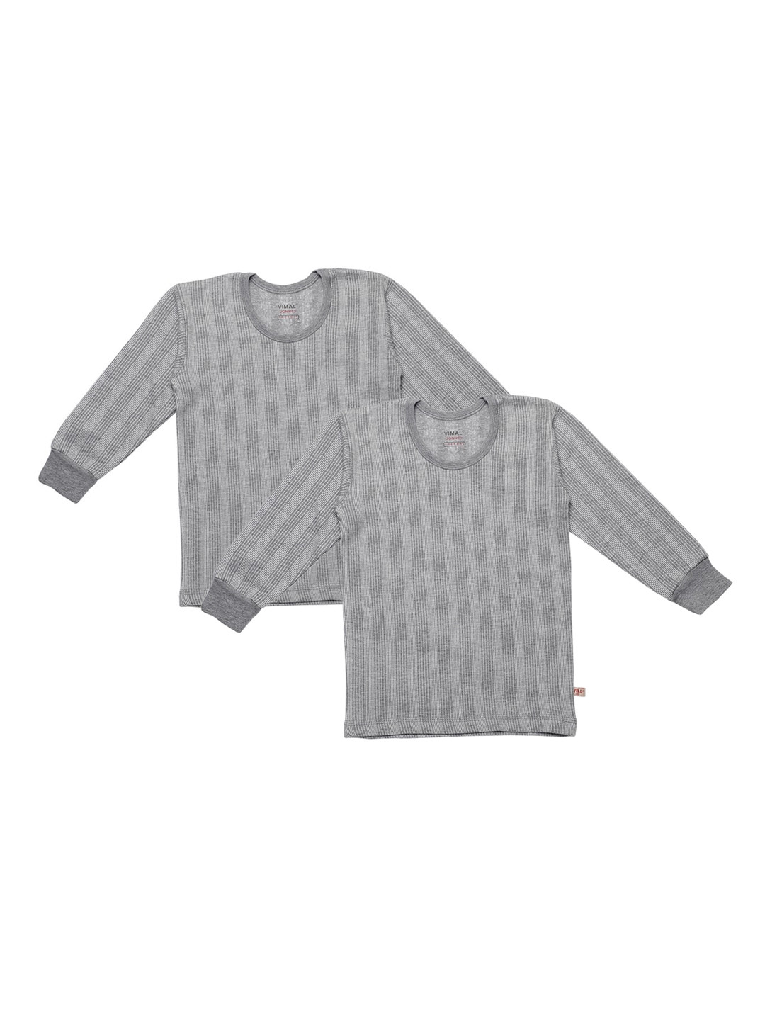 

VIMAL JONNEY Kids Pack of 2 Grey Striped Thermal Tops