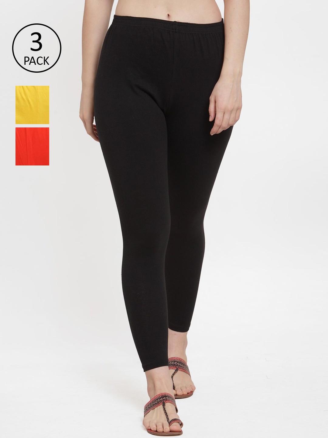 

GRACIT Women Pack of 3 Solid Leggings, Black