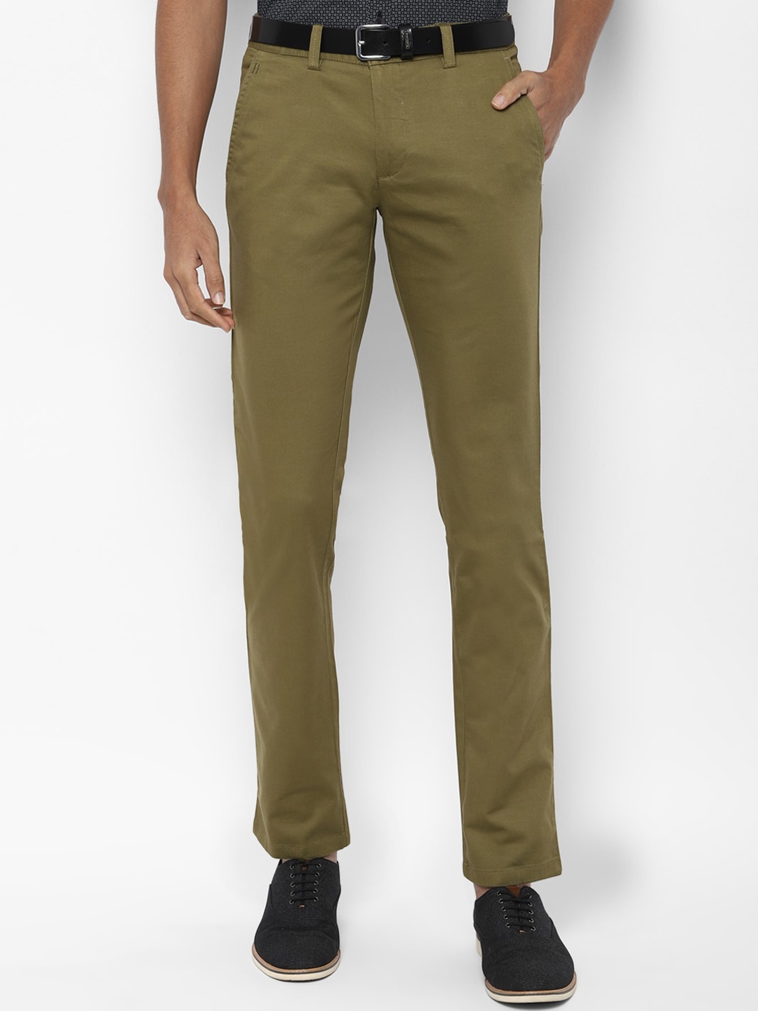 

Allen Solly Men Olive Green Slim Fit Solid Regular Trousers