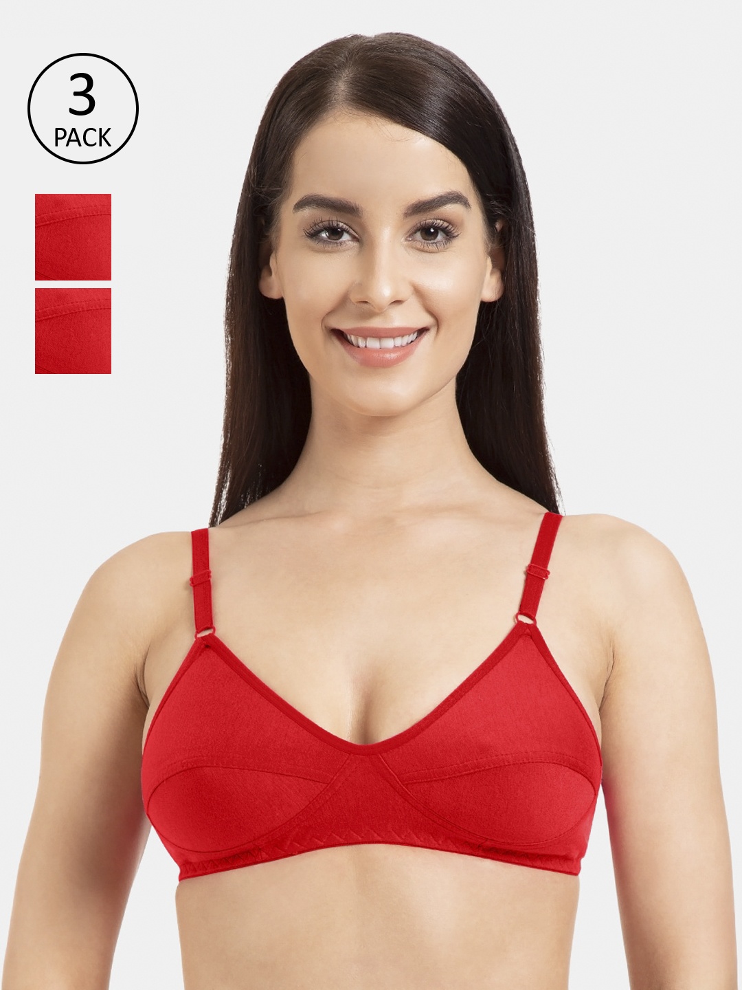 

KOMLI Red Solid Non-Wired Non Padded Everyday Bra