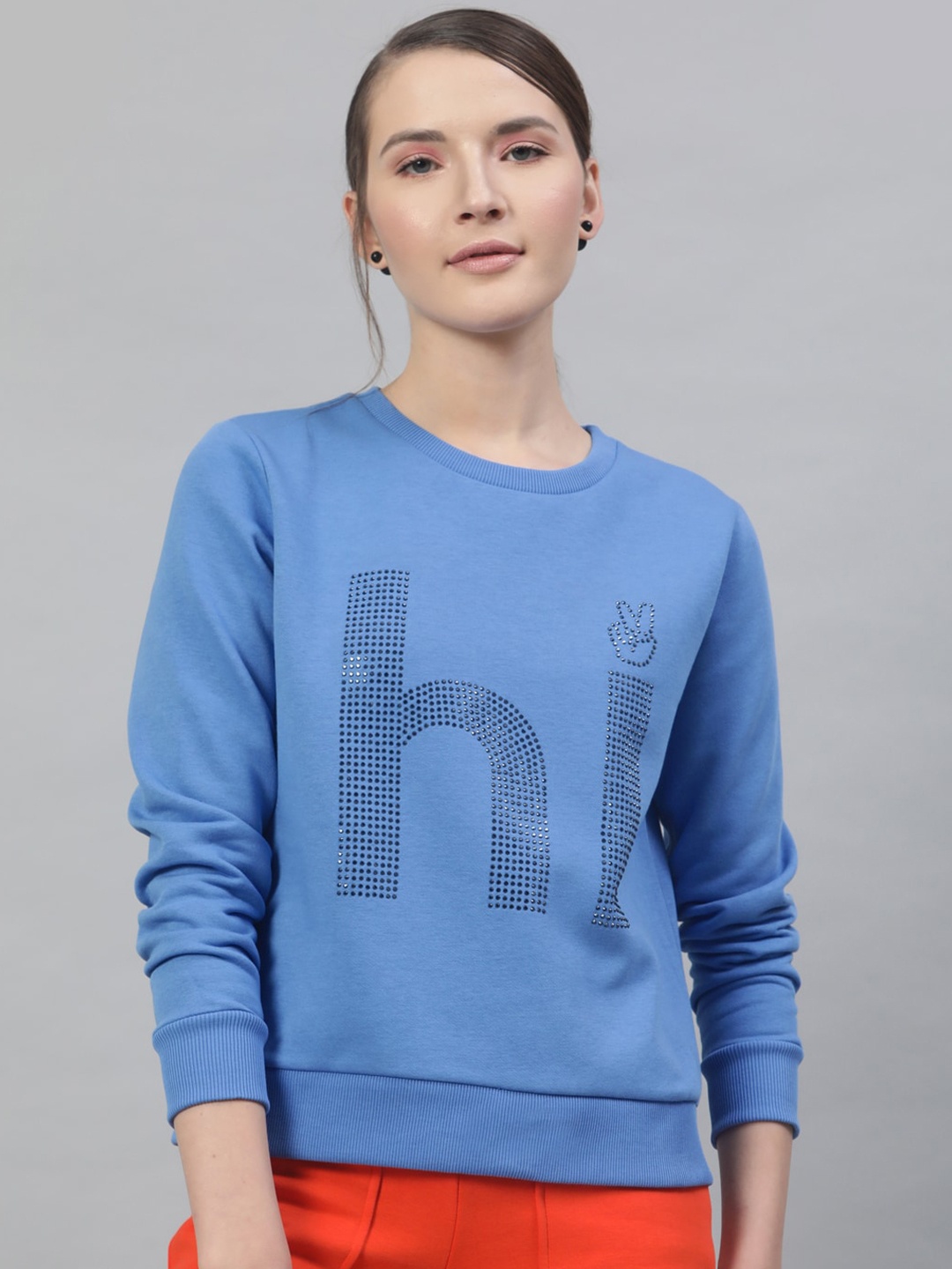 

STREET 9 Women Blue Embellished Sweatshirt