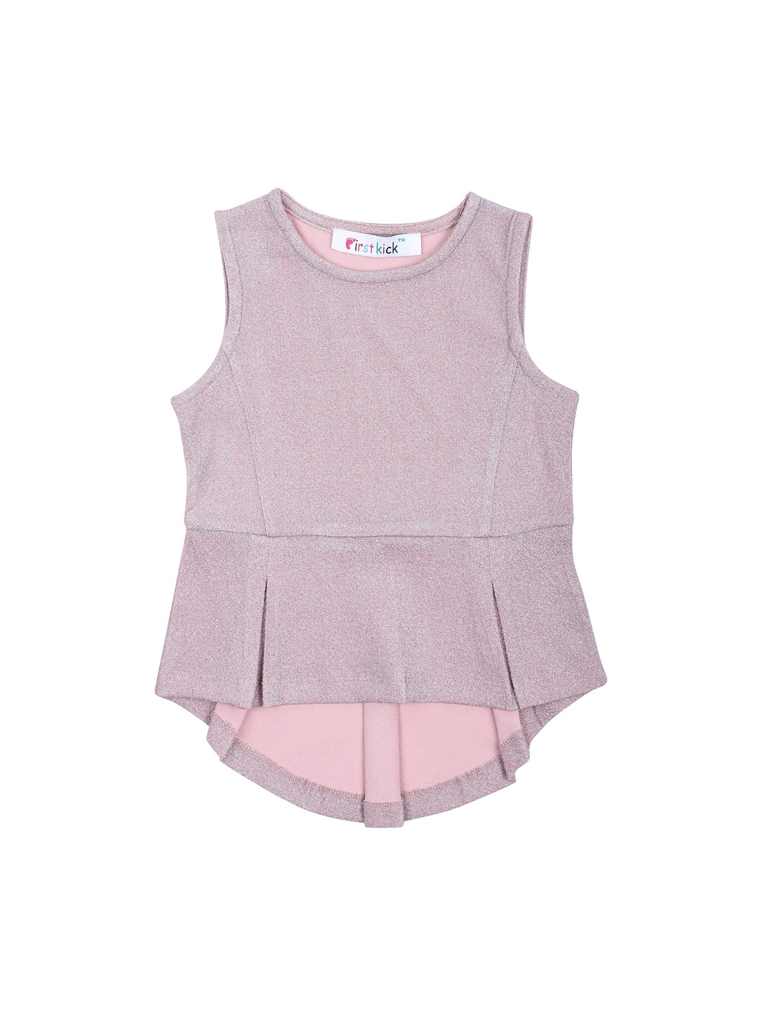 

First Kick Girls Pink Solid High-Low Top